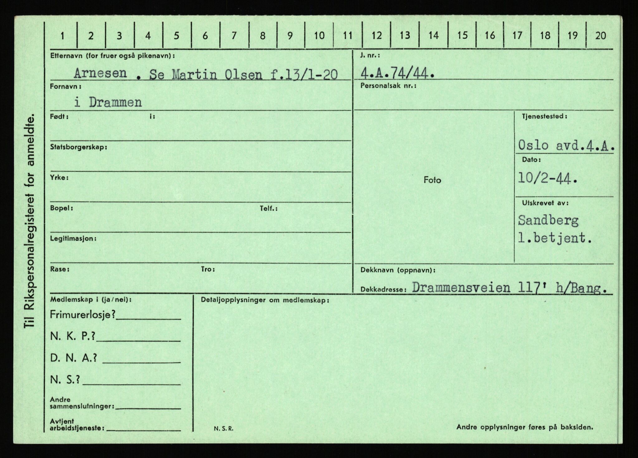 Statspolitiet - Hovedkontoret / Osloavdelingen, AV/RA-S-1329/C/Ca/L0002: Arneberg - Brand, 1943-1945, p. 6