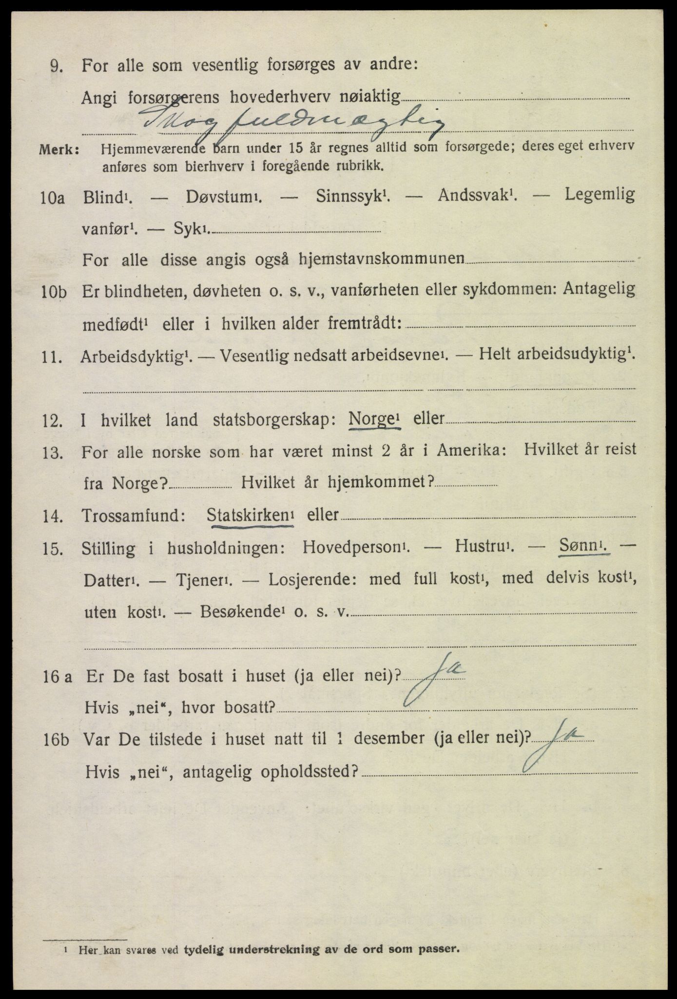 SAH, 1920 census for Sollia, 1920, p. 190