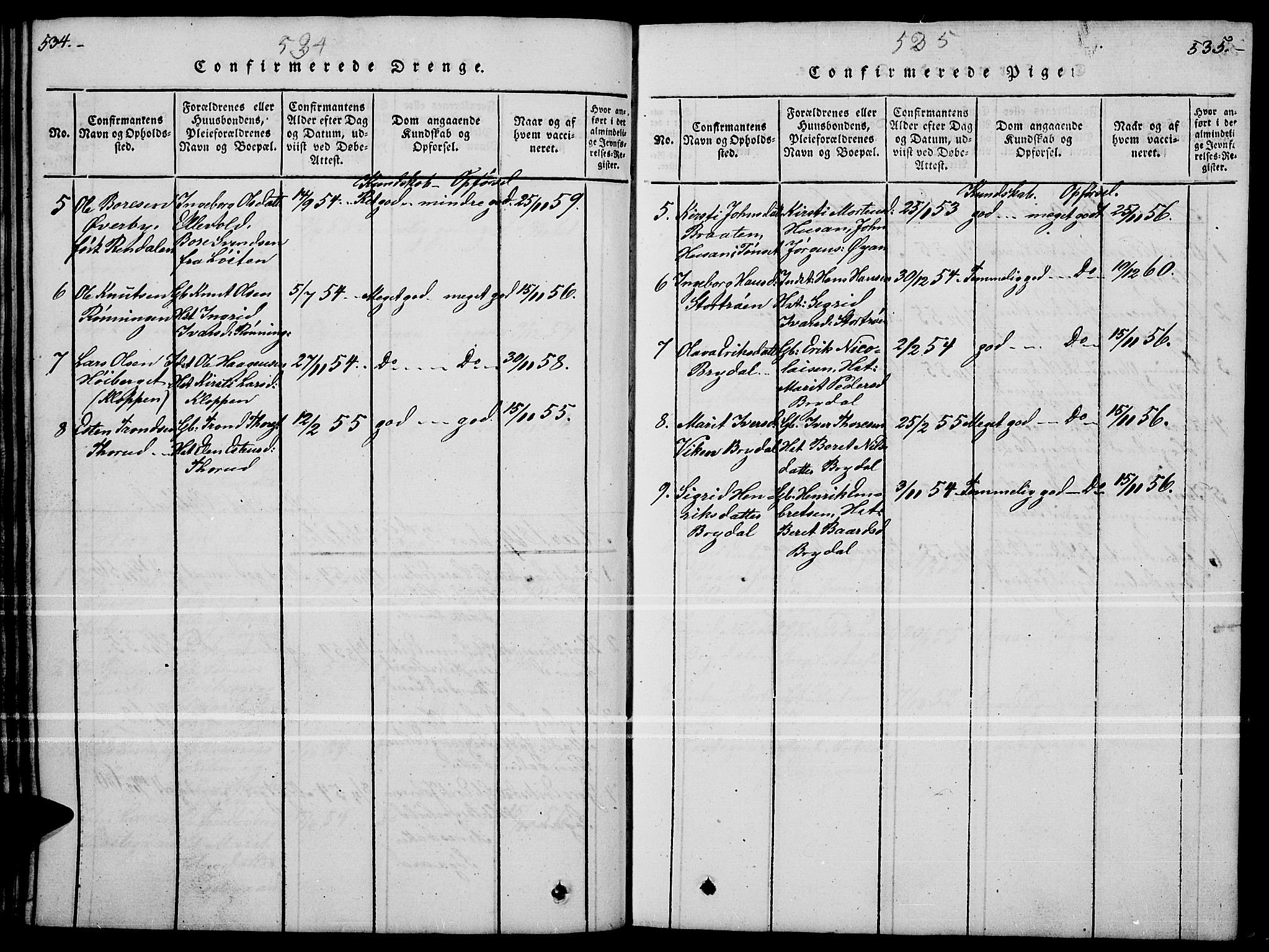 Tynset prestekontor, SAH/PREST-058/H/Ha/Hab/L0004: Parish register (copy) no. 4, 1814-1879, p. 534-535