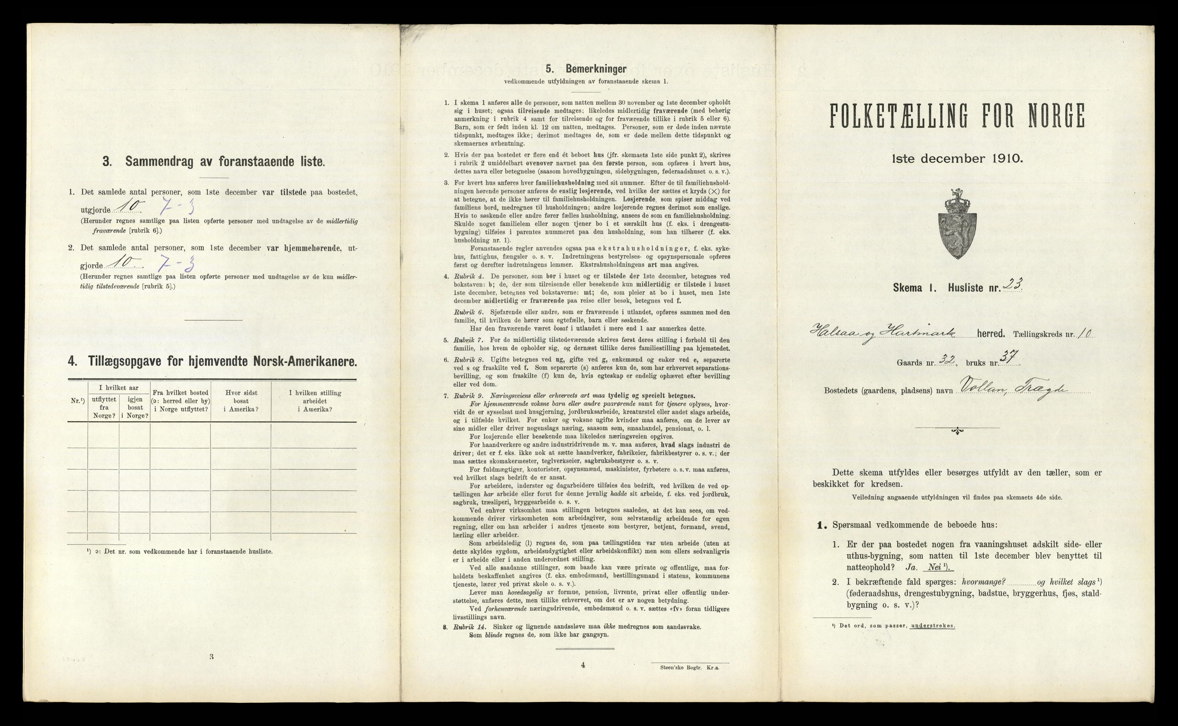 RA, 1910 census for Halse og Harkmark, 1910, p. 1032