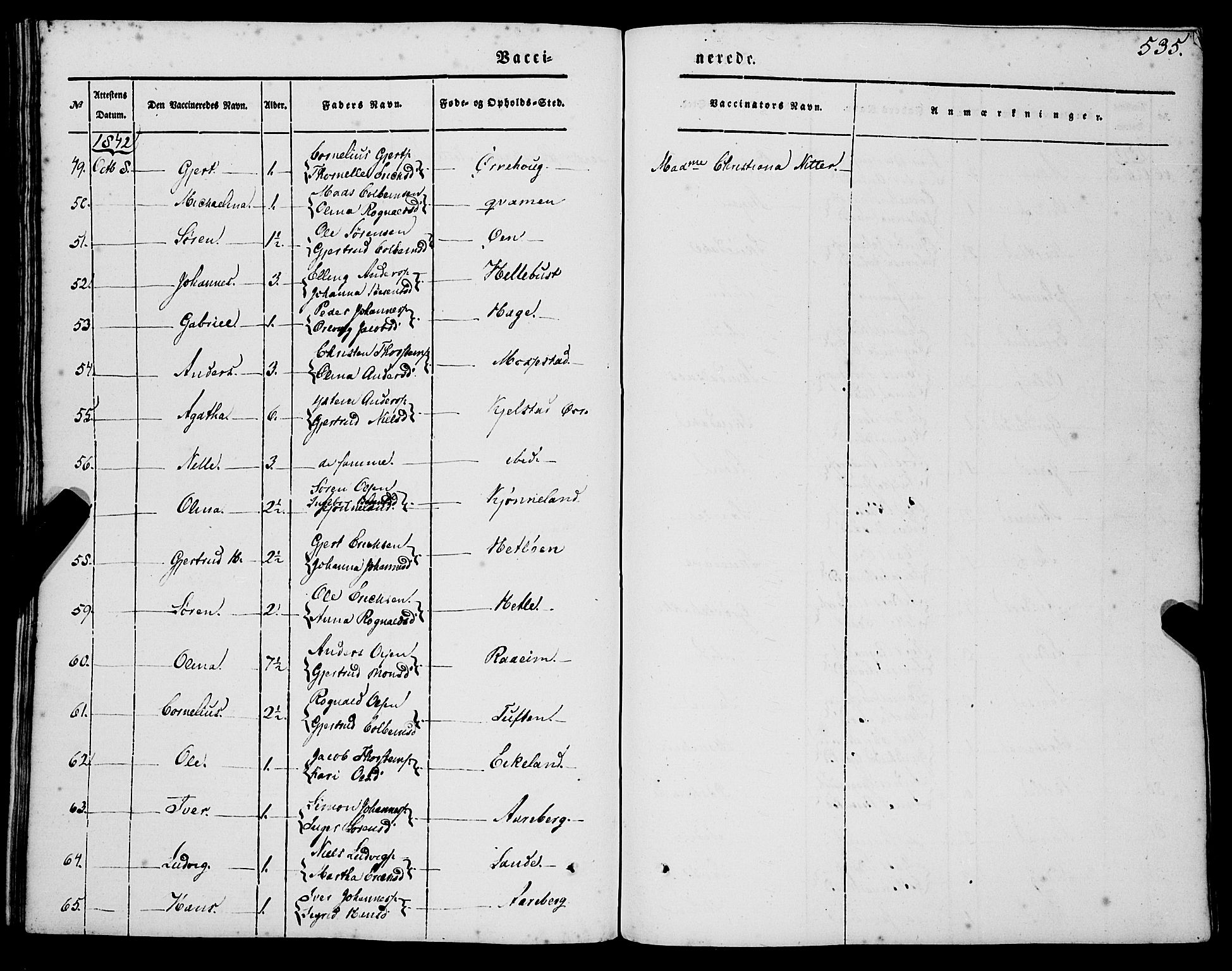 Gaular sokneprestembete, AV/SAB-A-80001/H/Haa: Parish register (official) no. A 4II, 1841-1859, p. 535