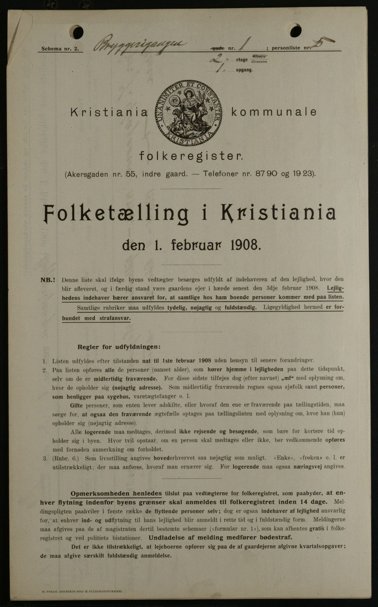 OBA, Municipal Census 1908 for Kristiania, 1908, p. 9526