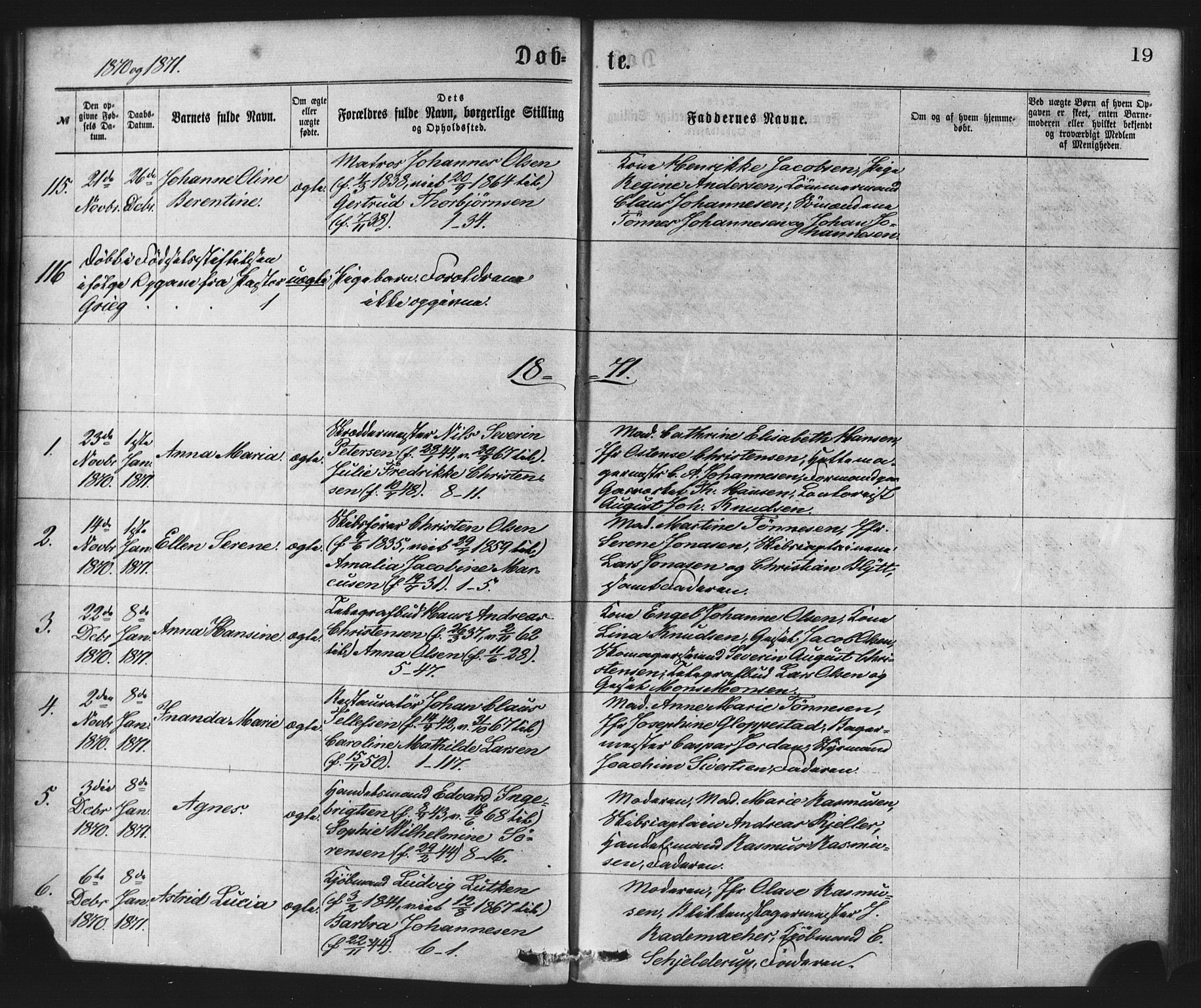 Nykirken Sokneprestembete, SAB/A-77101/H/Haa/L0017: Parish register (official) no. B 4, 1870-1884, p. 19