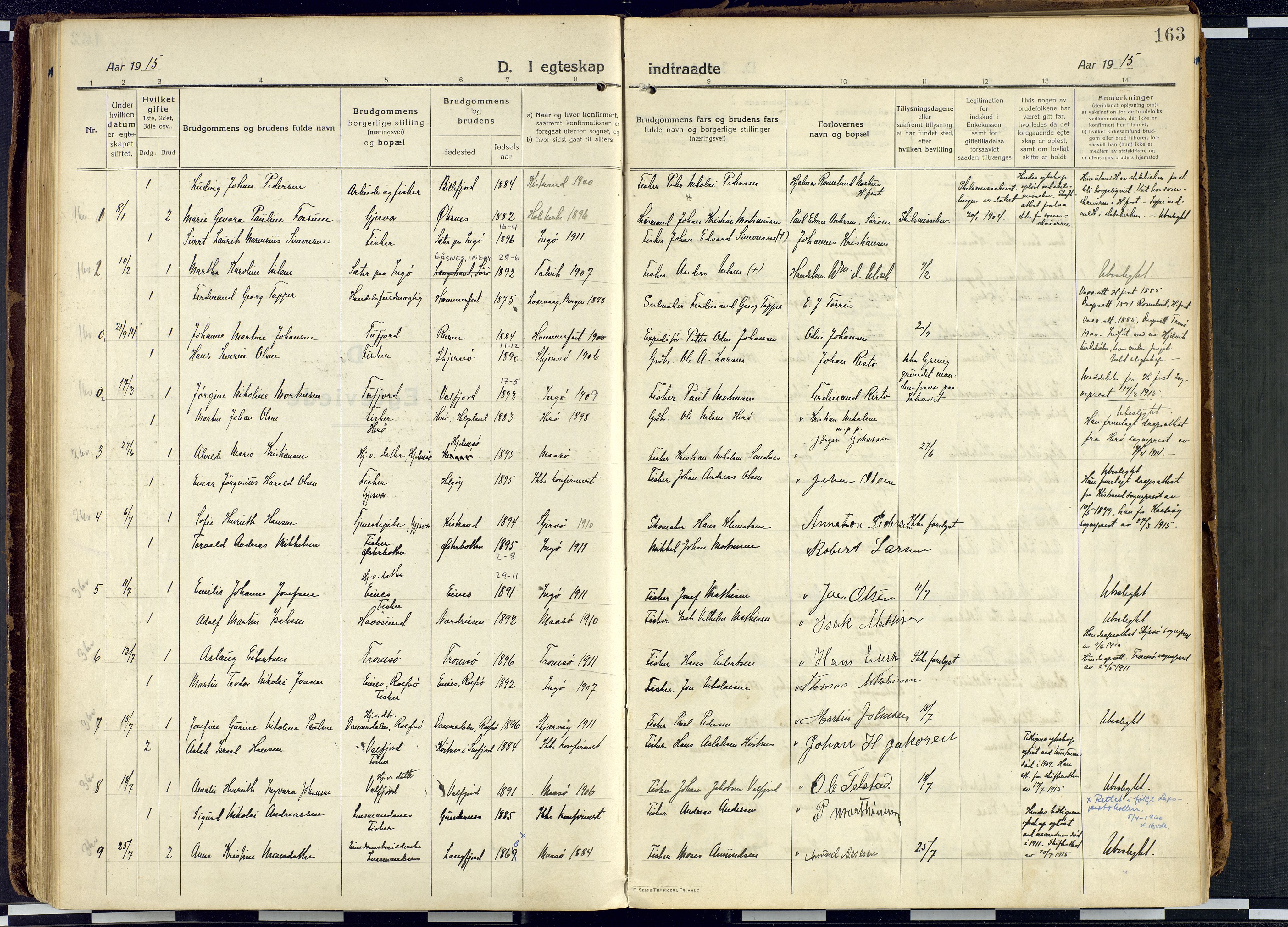 Måsøy sokneprestkontor, AV/SATØ-S-1348/H/Ha/L0010kirke: Parish register (official) no. 10, 1915-1933, p. 163