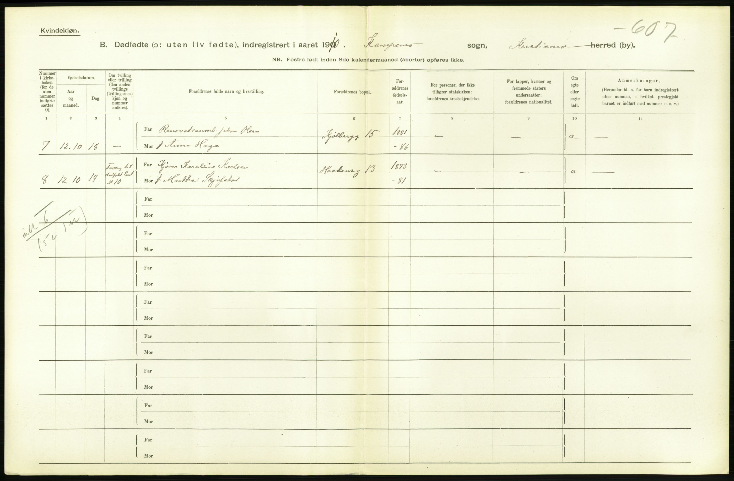 Statistisk sentralbyrå, Sosiodemografiske emner, Befolkning, RA/S-2228/D/Df/Dfa/Dfah/L0009: Kristiania: Gifte og dødfødte., 1910, p. 864