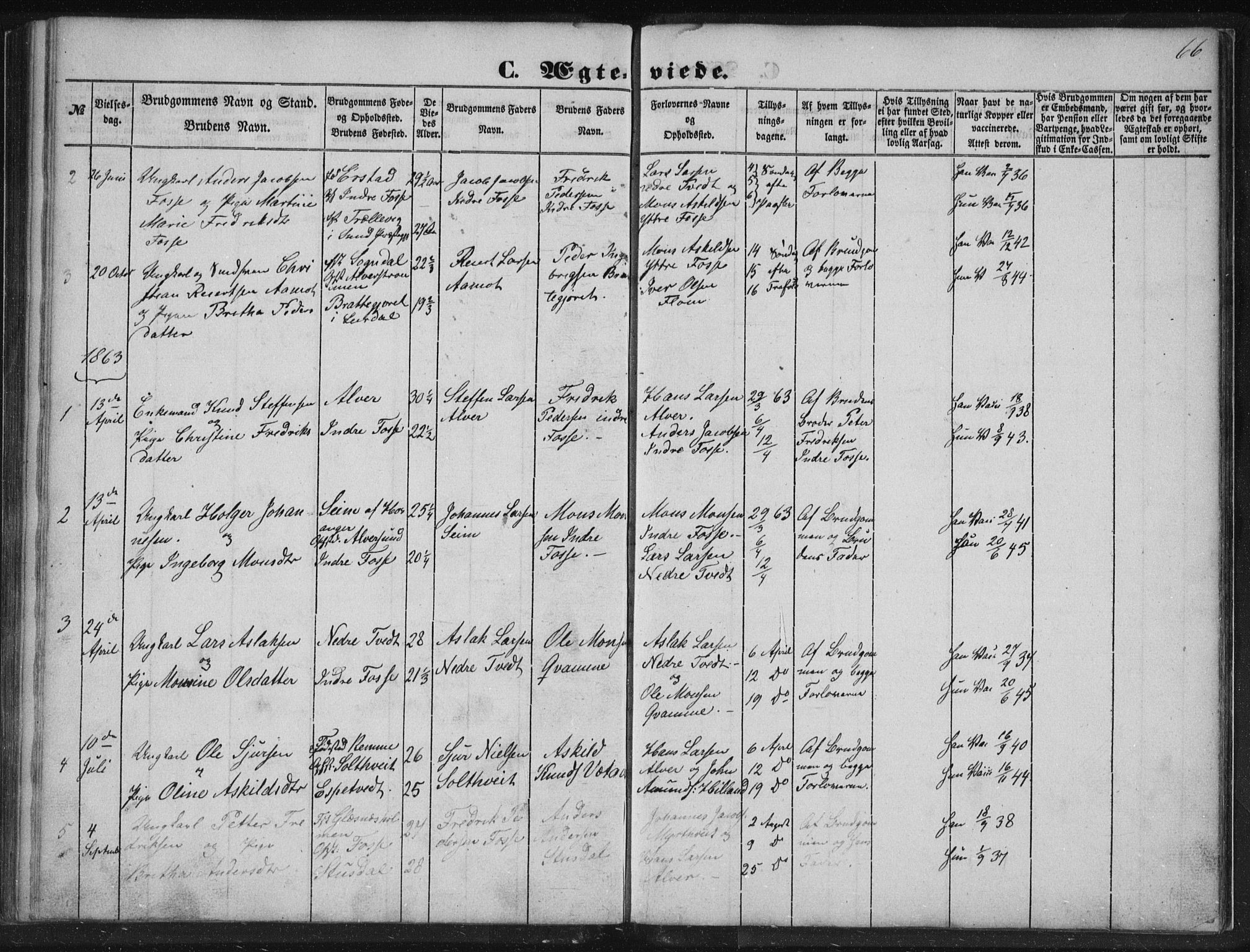 Alversund Sokneprestembete, SAB/A-73901/H/Ha/Hab: Parish register (copy) no. A 1, 1852-1864, p. 66