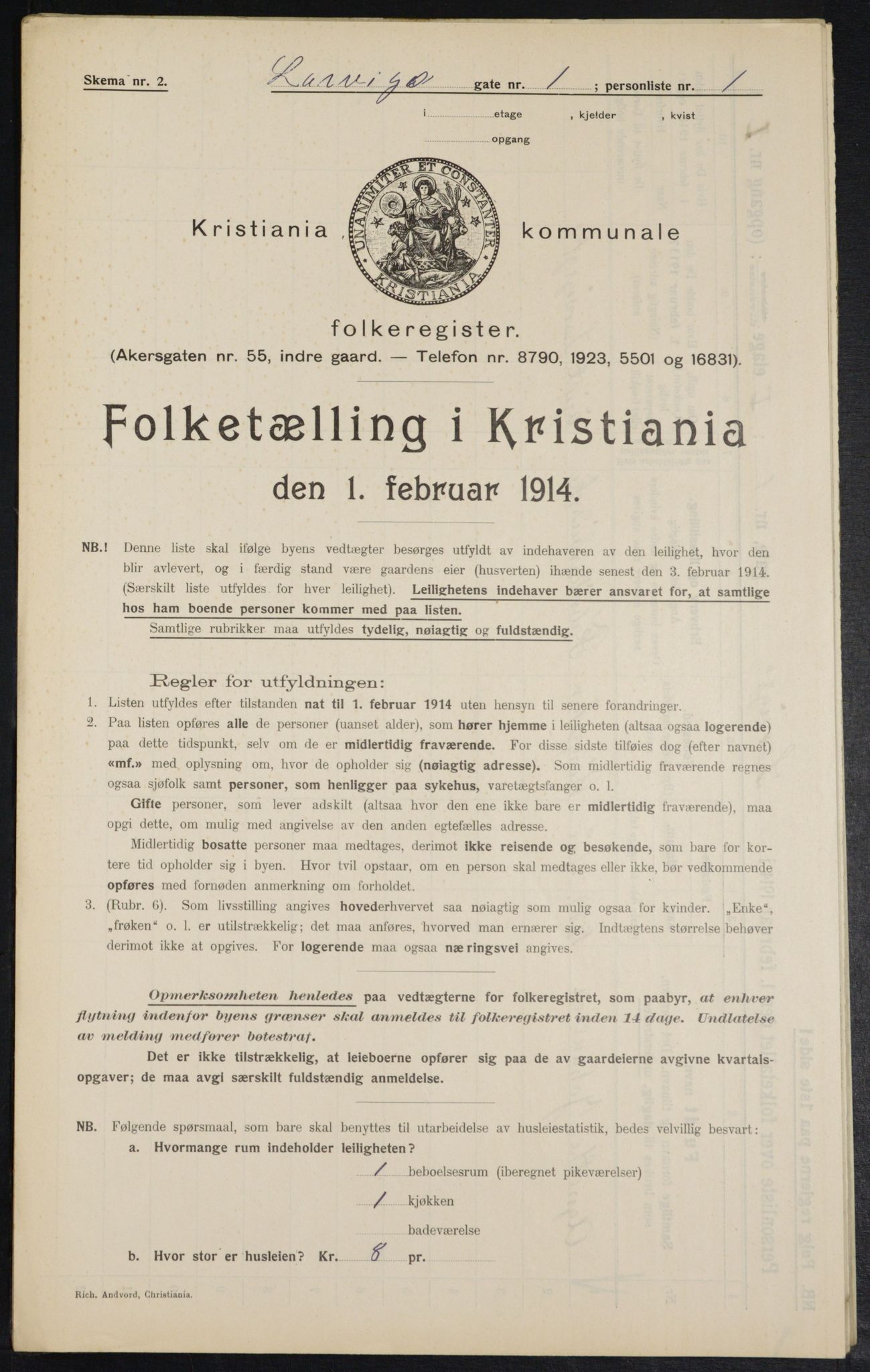 OBA, Municipal Census 1914 for Kristiania, 1914, p. 56993