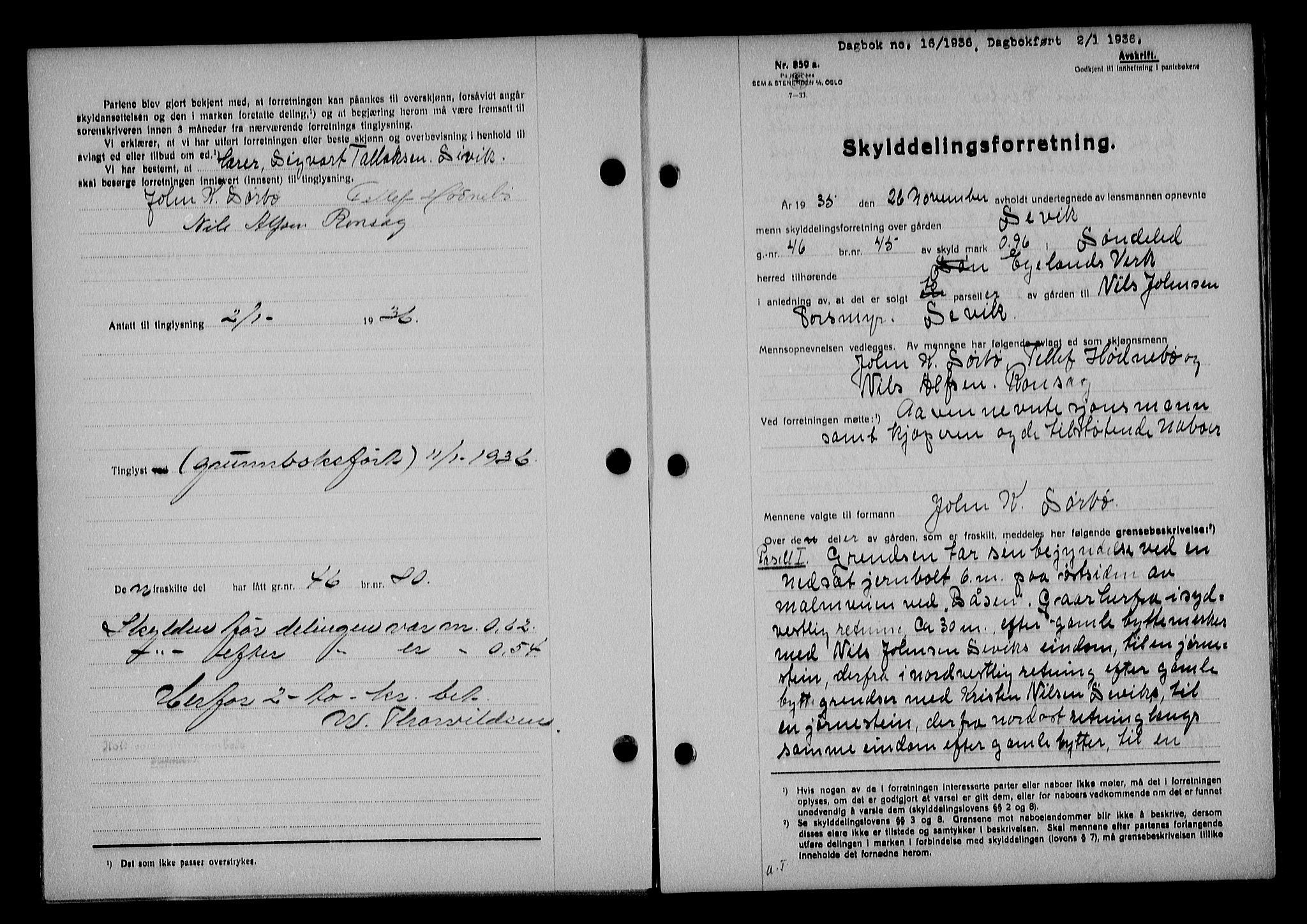 Holt sorenskriveri, AV/SAK-1221-0002/G/Gba/L0045: Mortgage book no. A-I, 1936-1937, Diary no: : 16/1936