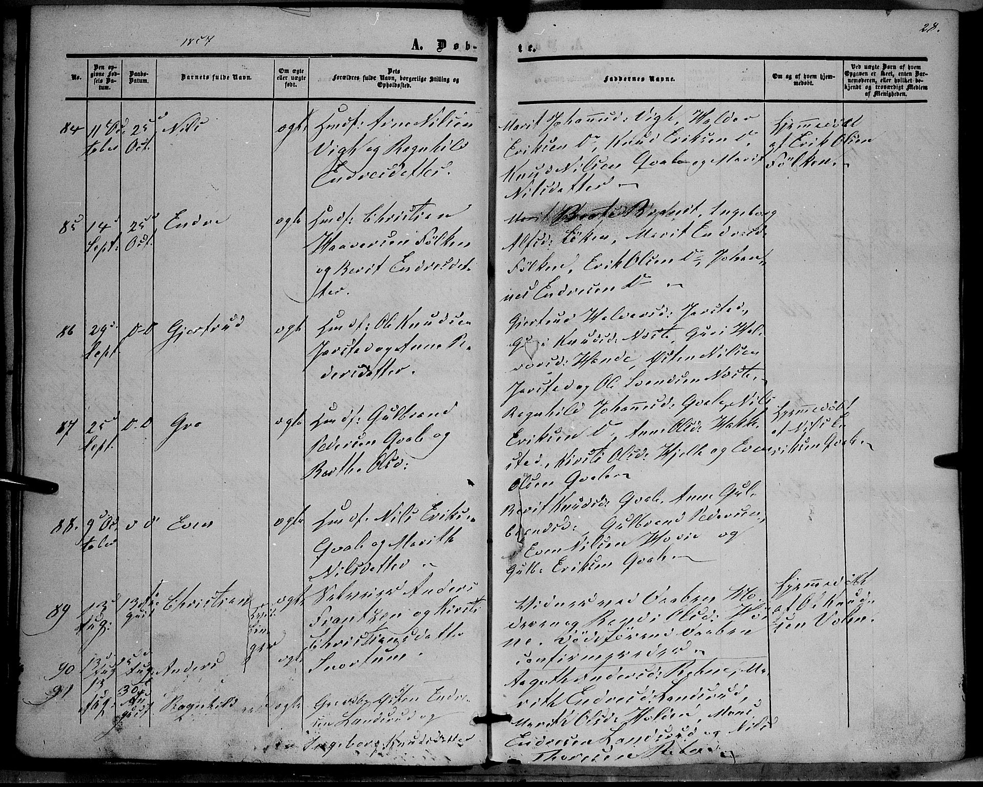 Vestre Slidre prestekontor, SAH/PREST-136/H/Ha/Haa/L0002: Parish register (official) no. 2, 1856-1864, p. 28