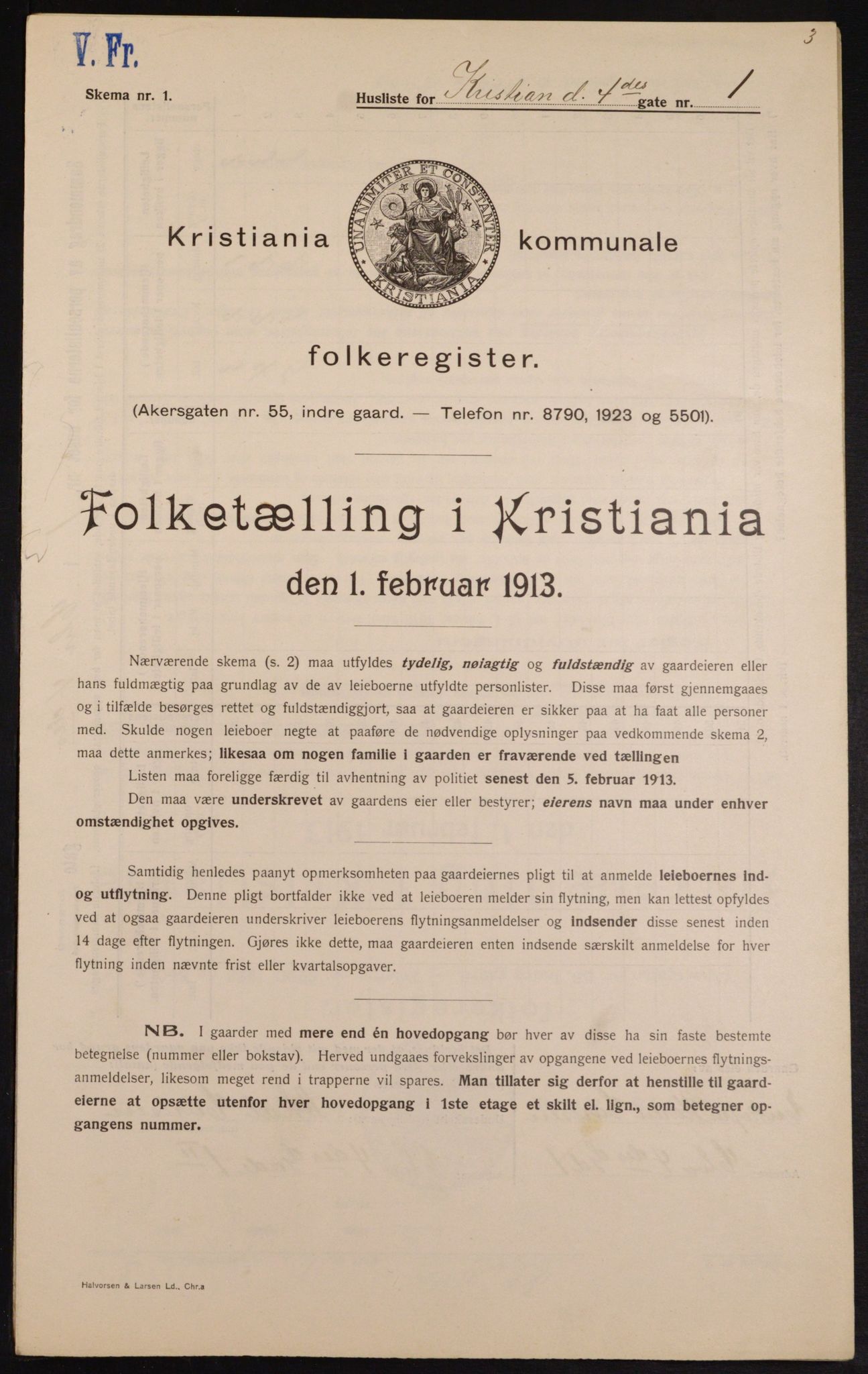 OBA, Municipal Census 1913 for Kristiania, 1913, p. 53835