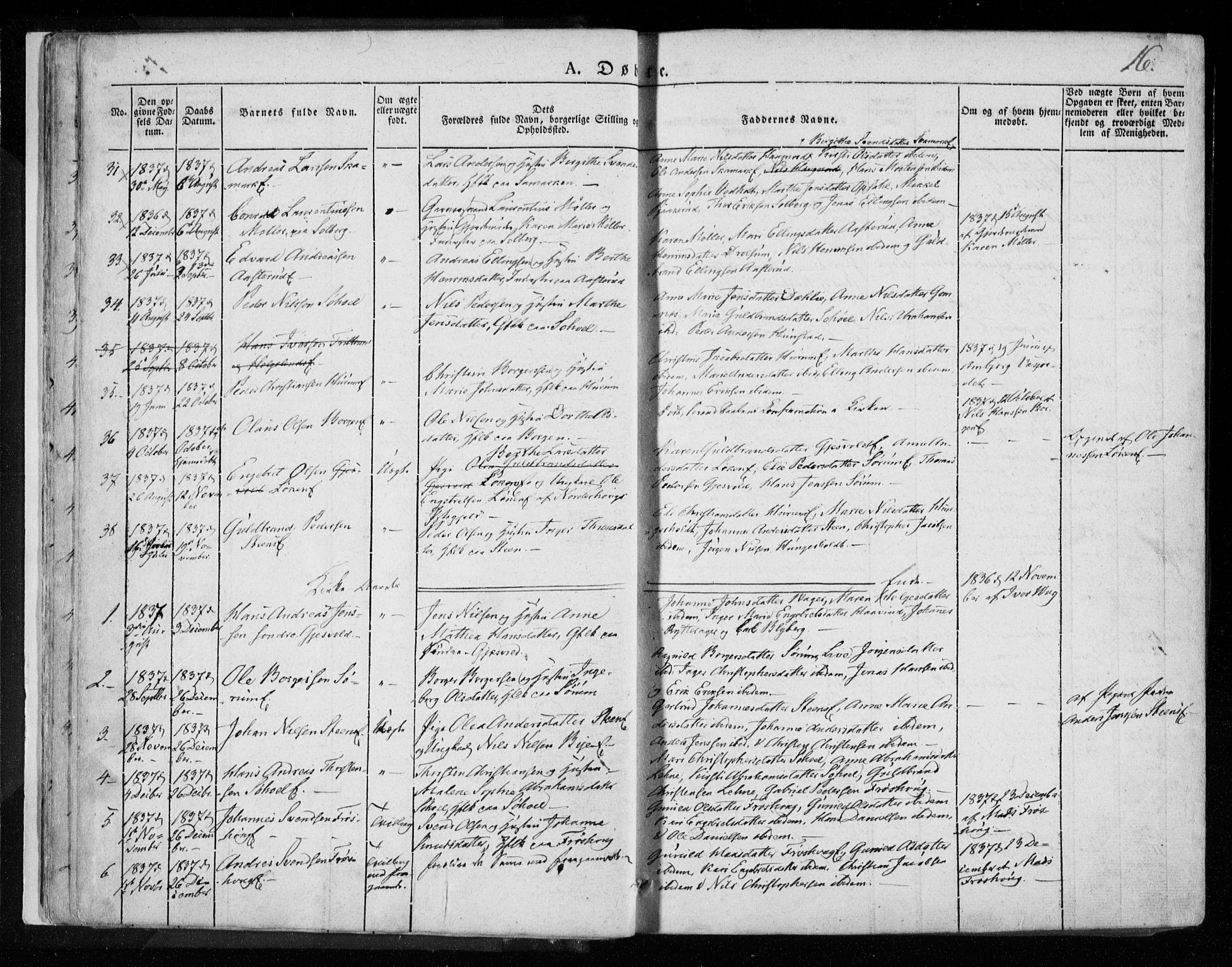 Hole kirkebøker, SAKO/A-228/F/Fa/L0005: Parish register (official) no. I 5, 1833-1851, p. 16