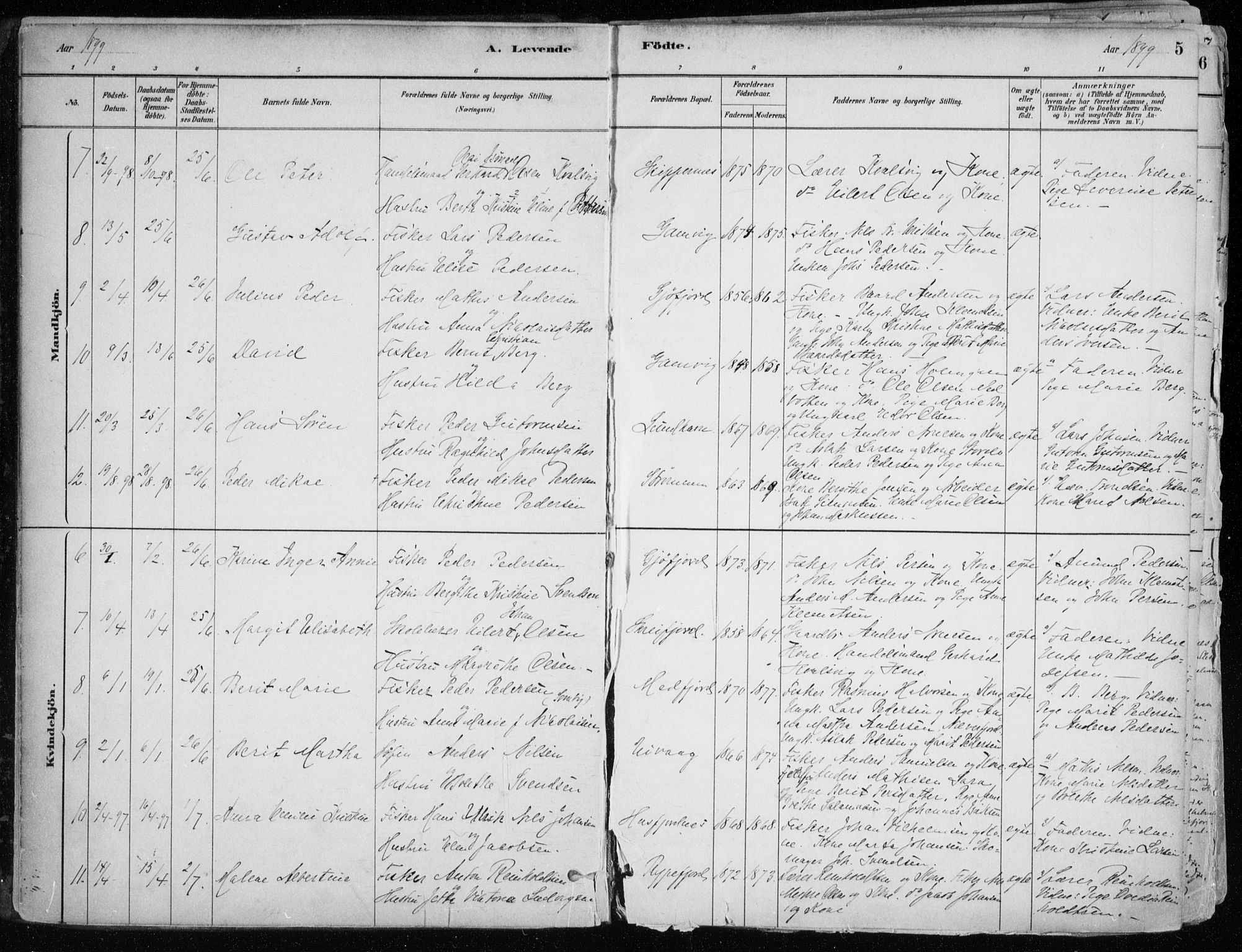 Hammerfest sokneprestkontor, SATØ/S-1347/H/Ha/L0013.kirke: Parish register (official) no. 13, 1898-1917, p. 5