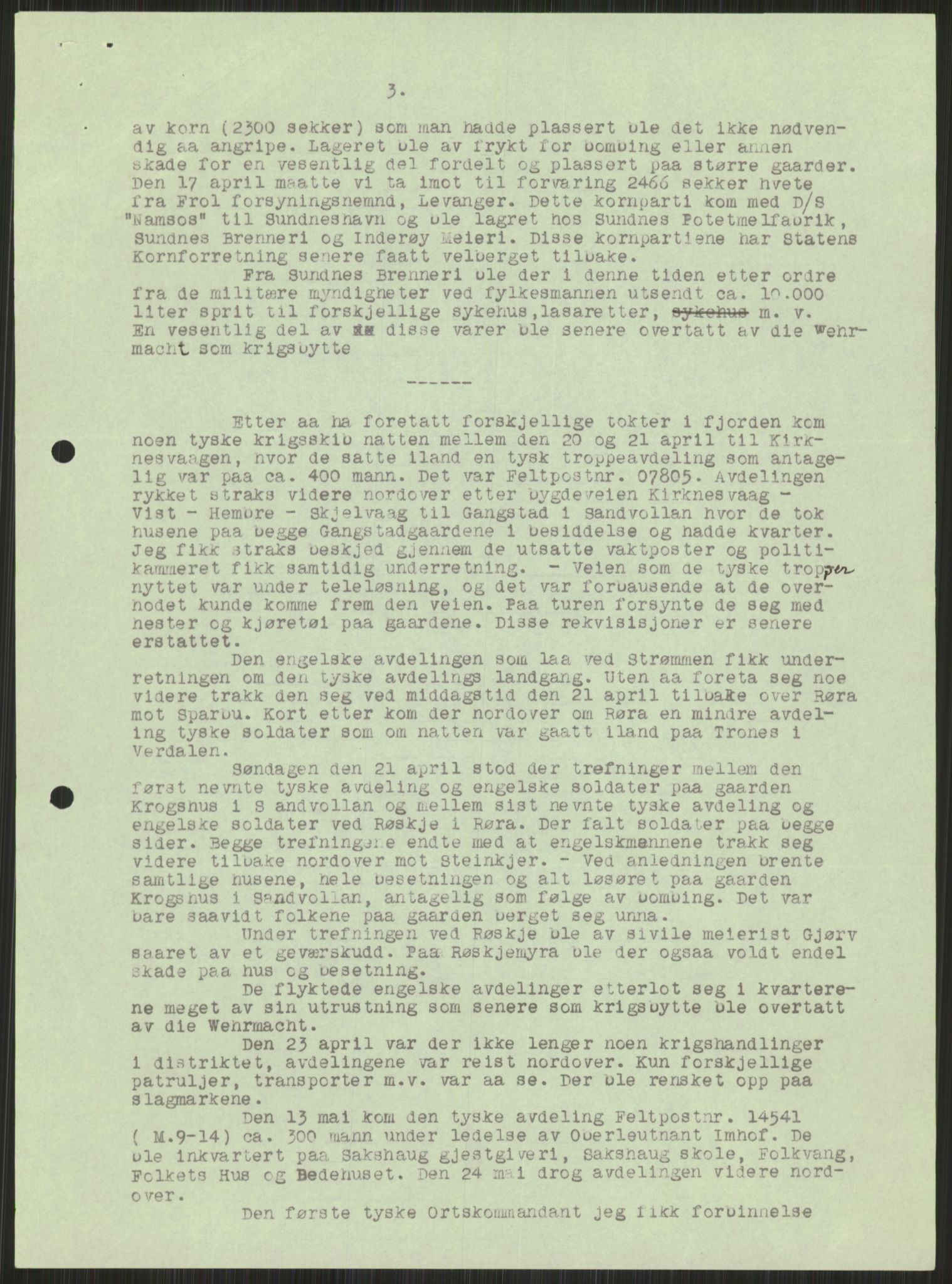 Forsvaret, Forsvarets krigshistoriske avdeling, AV/RA-RAFA-2017/Y/Ya/L0016: II-C-11-31 - Fylkesmenn.  Rapporter om krigsbegivenhetene 1940., 1940, p. 477