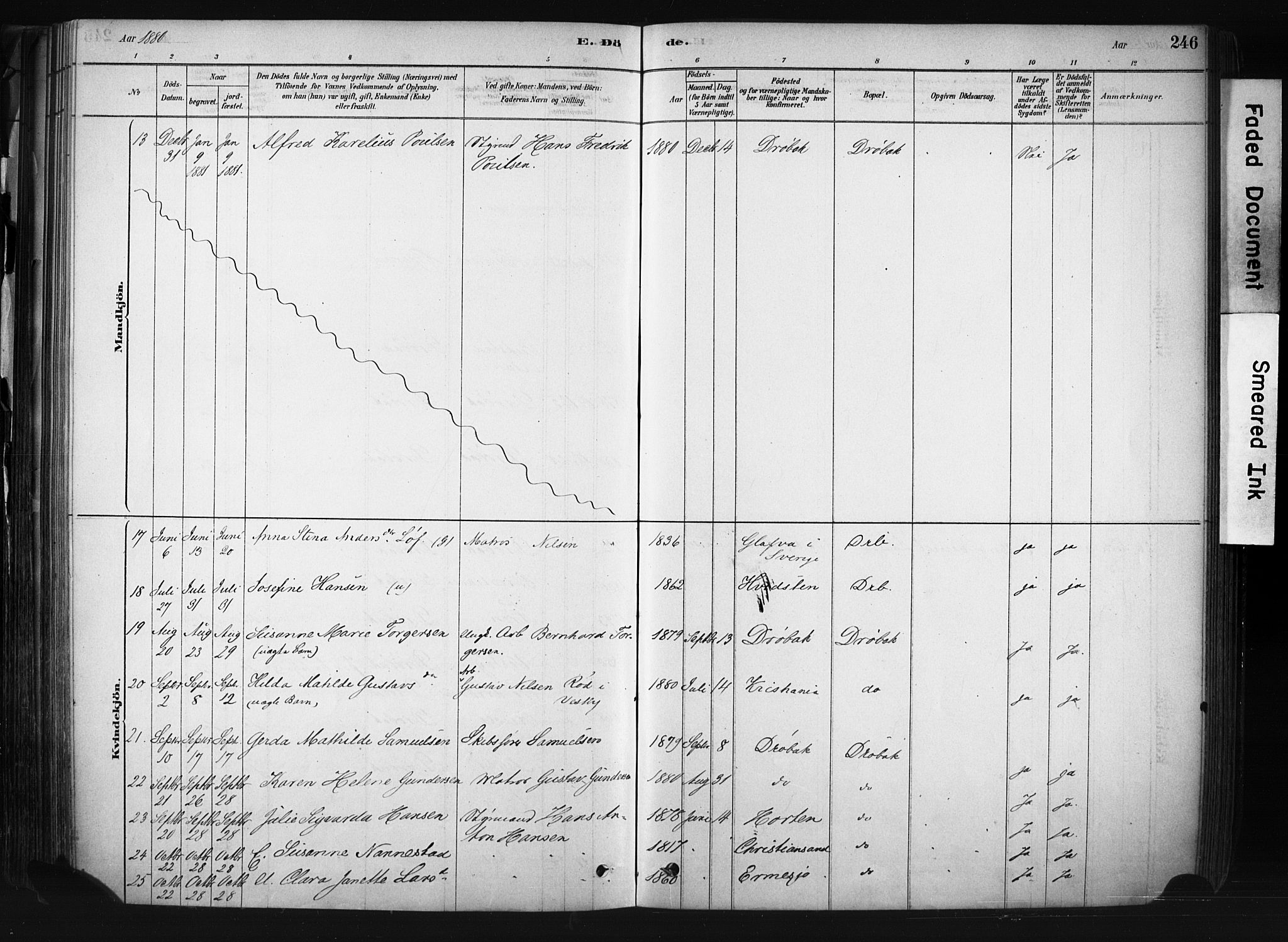 Drøbak prestekontor Kirkebøker, AV/SAO-A-10142a/F/Fb/L0001: Parish register (official) no. II 1, 1878-1891, p. 246