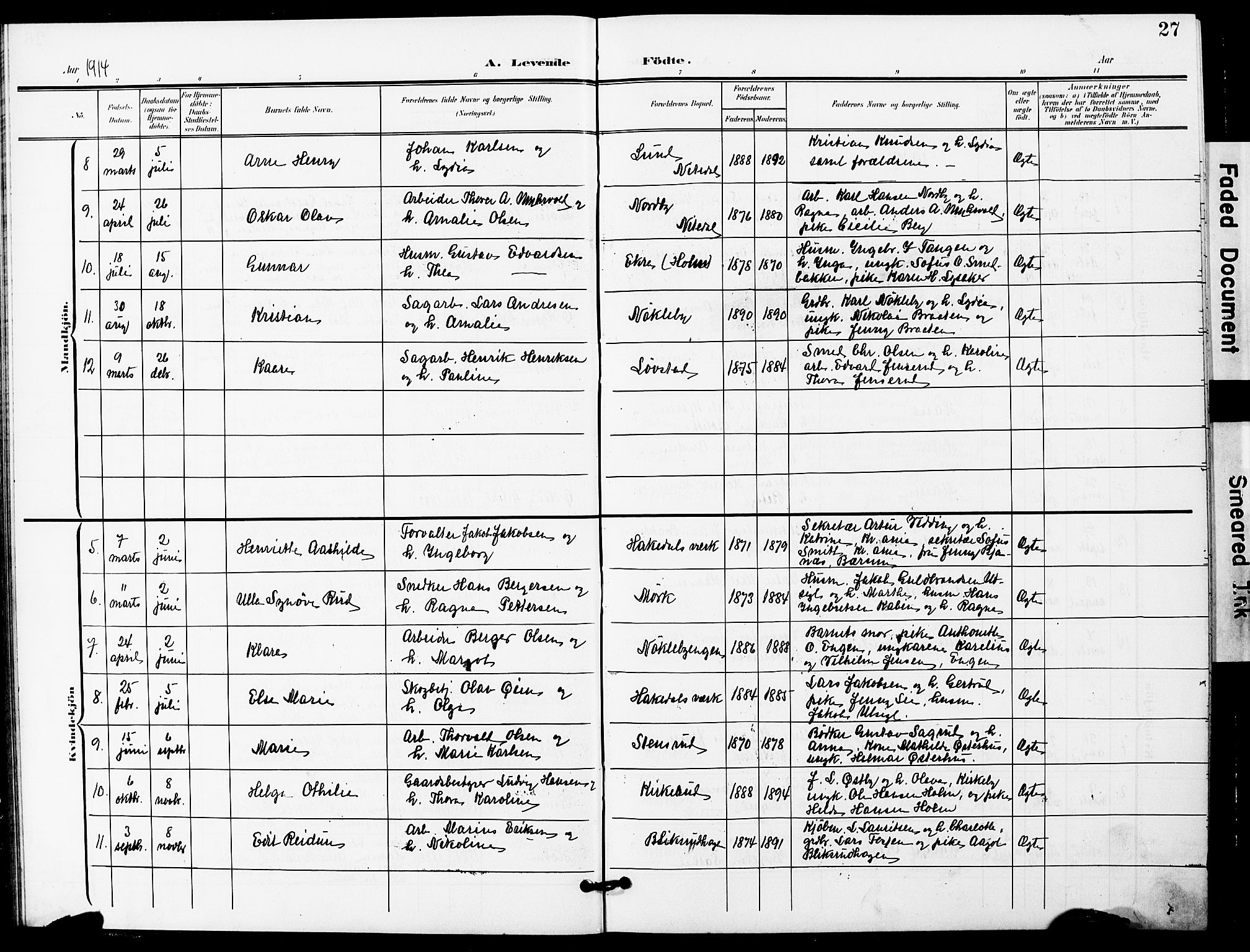 Nittedal prestekontor Kirkebøker, AV/SAO-A-10365a/G/Gb/L0003: Parish register (copy) no. II 3, 1902-1924, p. 27