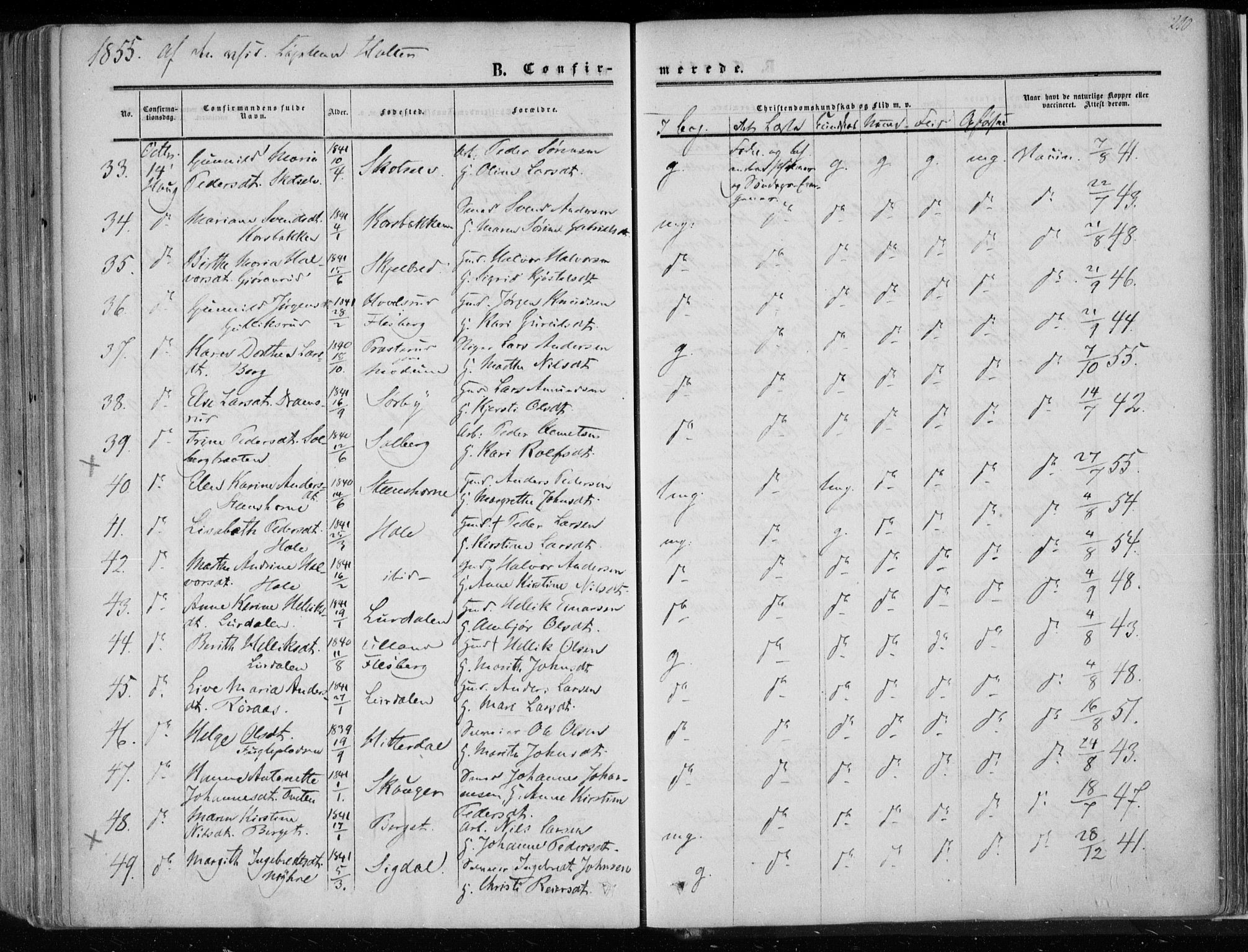 Eiker kirkebøker, AV/SAKO-A-4/F/Fa/L0015a: Parish register (official) no. I 15A, 1854-1860, p. 210