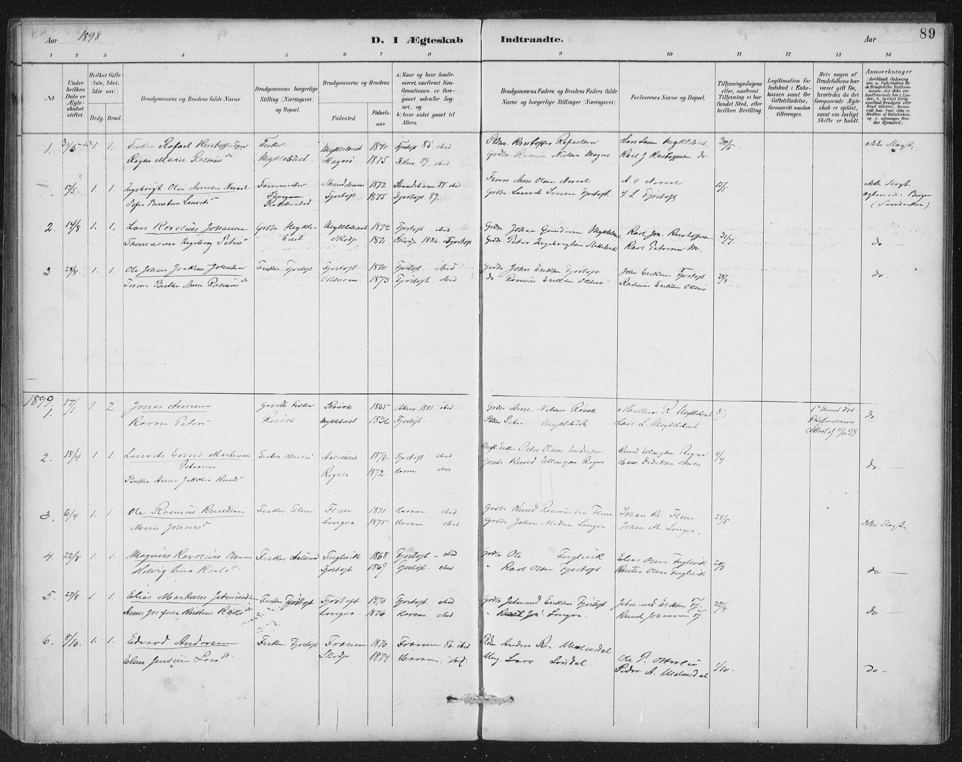 Ministerialprotokoller, klokkerbøker og fødselsregistre - Møre og Romsdal, SAT/A-1454/538/L0522: Parish register (official) no. 538A01, 1884-1913, p. 89