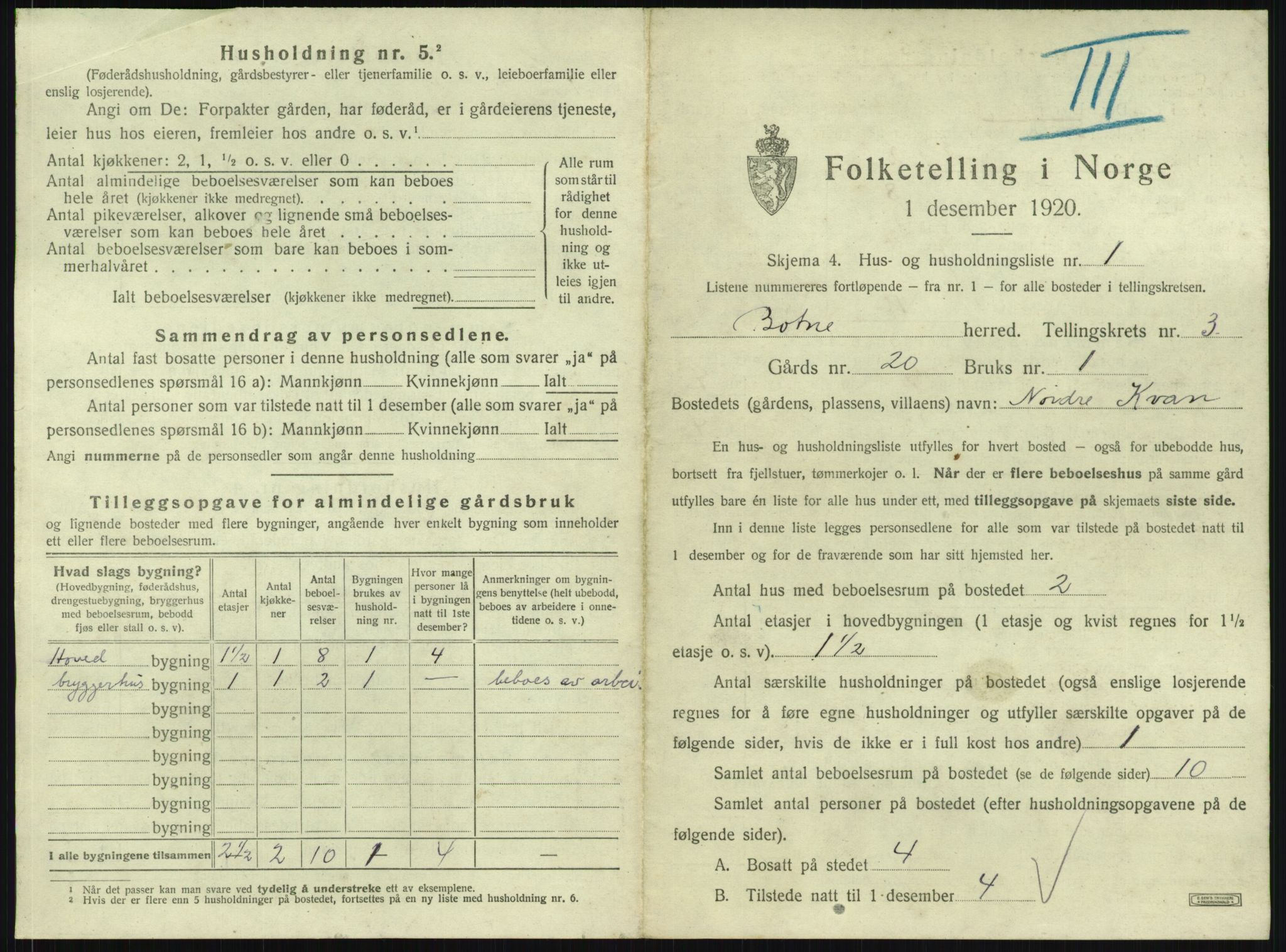 SAKO, 1920 census for Botne, 1920, p. 385