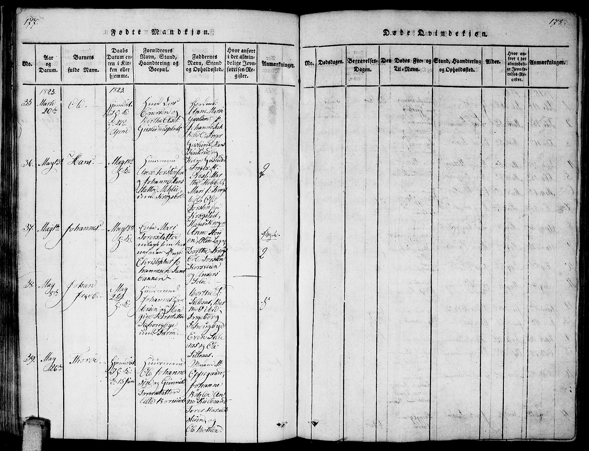 Enebakk prestekontor Kirkebøker, AV/SAO-A-10171c/F/Fa/L0006: Parish register (official) no. I 6, 1815-1832, p. 177-178