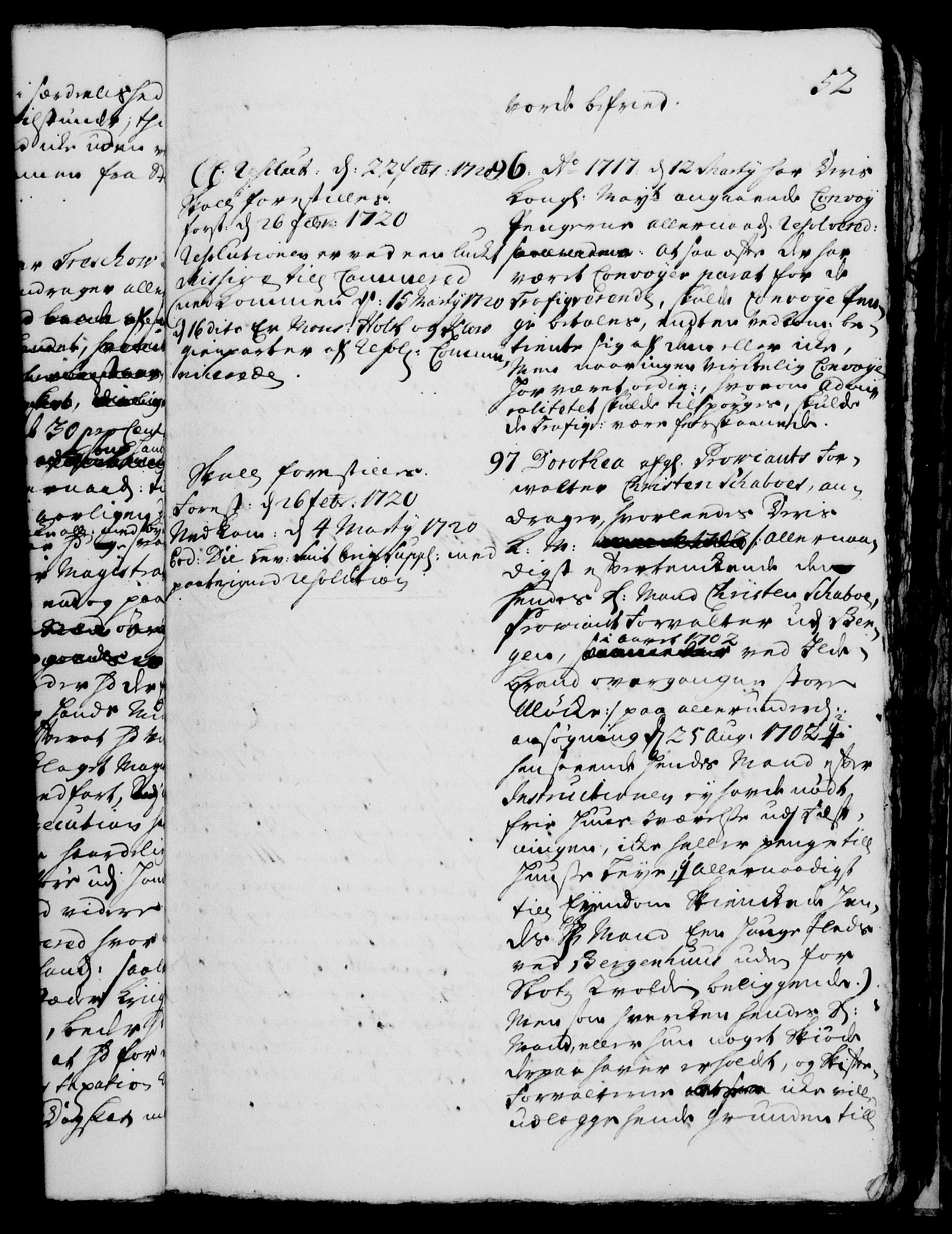 Rentekammeret, Kammerkanselliet, RA/EA-3111/G/Gh/Gha/L0001: Norsk ekstraktmemorialprotokoll, sak. 1-375 (merket RK 53.46), 1720, p. 52