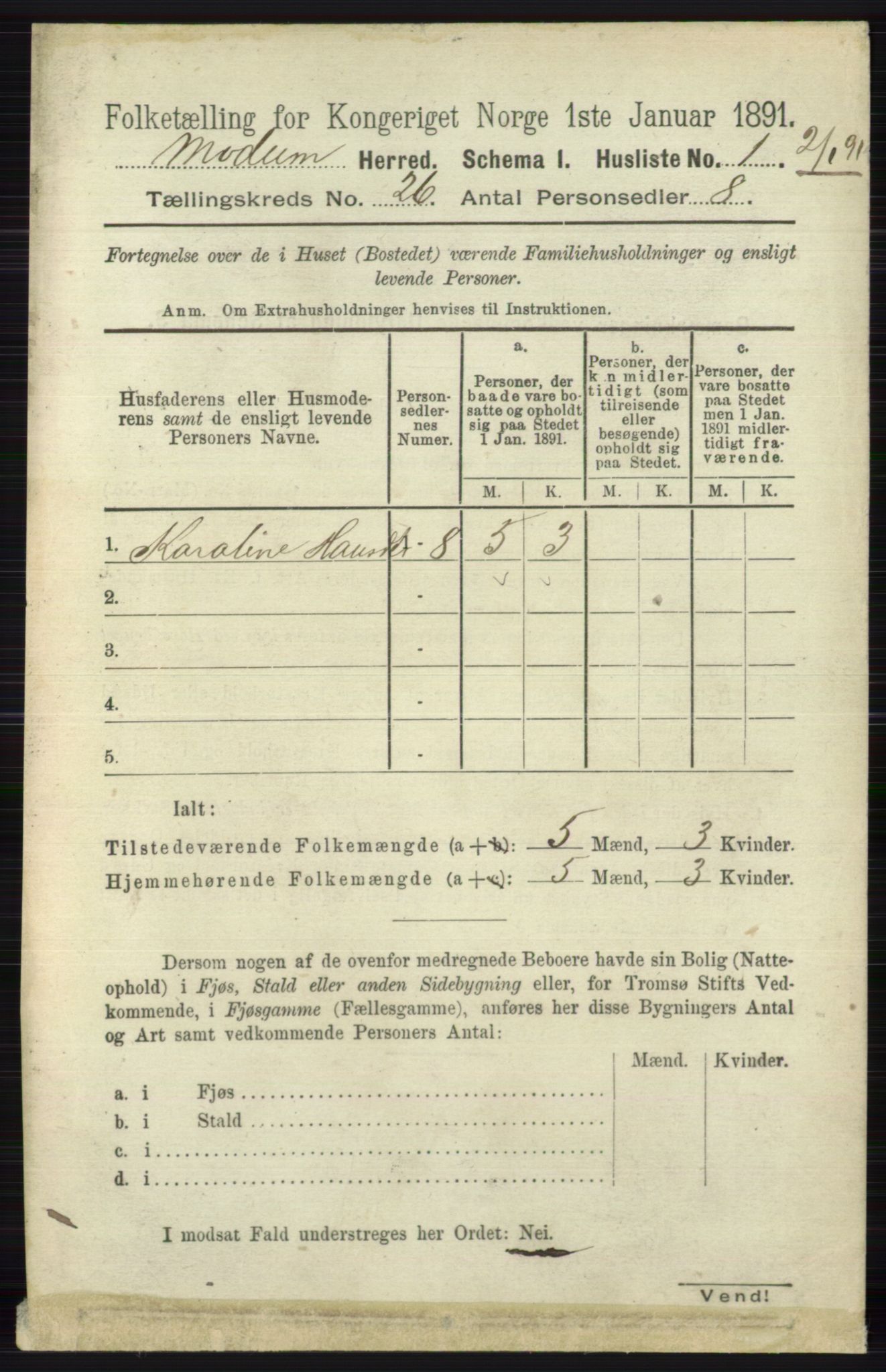 RA, 1891 census for 0623 Modum, 1891, p. 9316