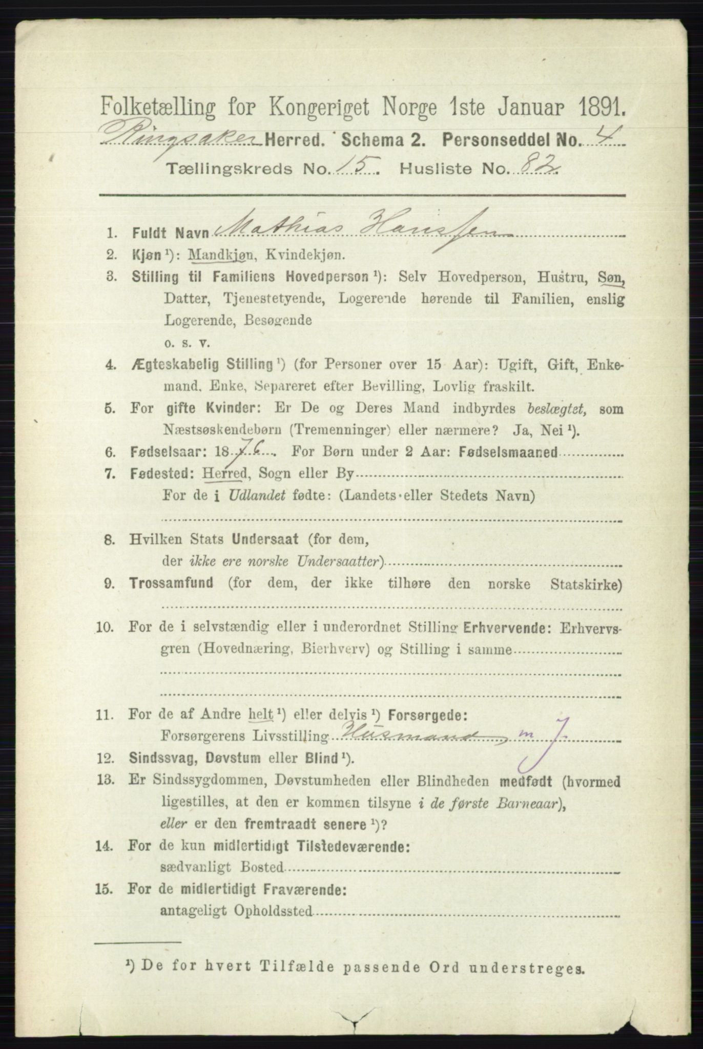 RA, 1891 census for 0412 Ringsaker, 1891, p. 8979