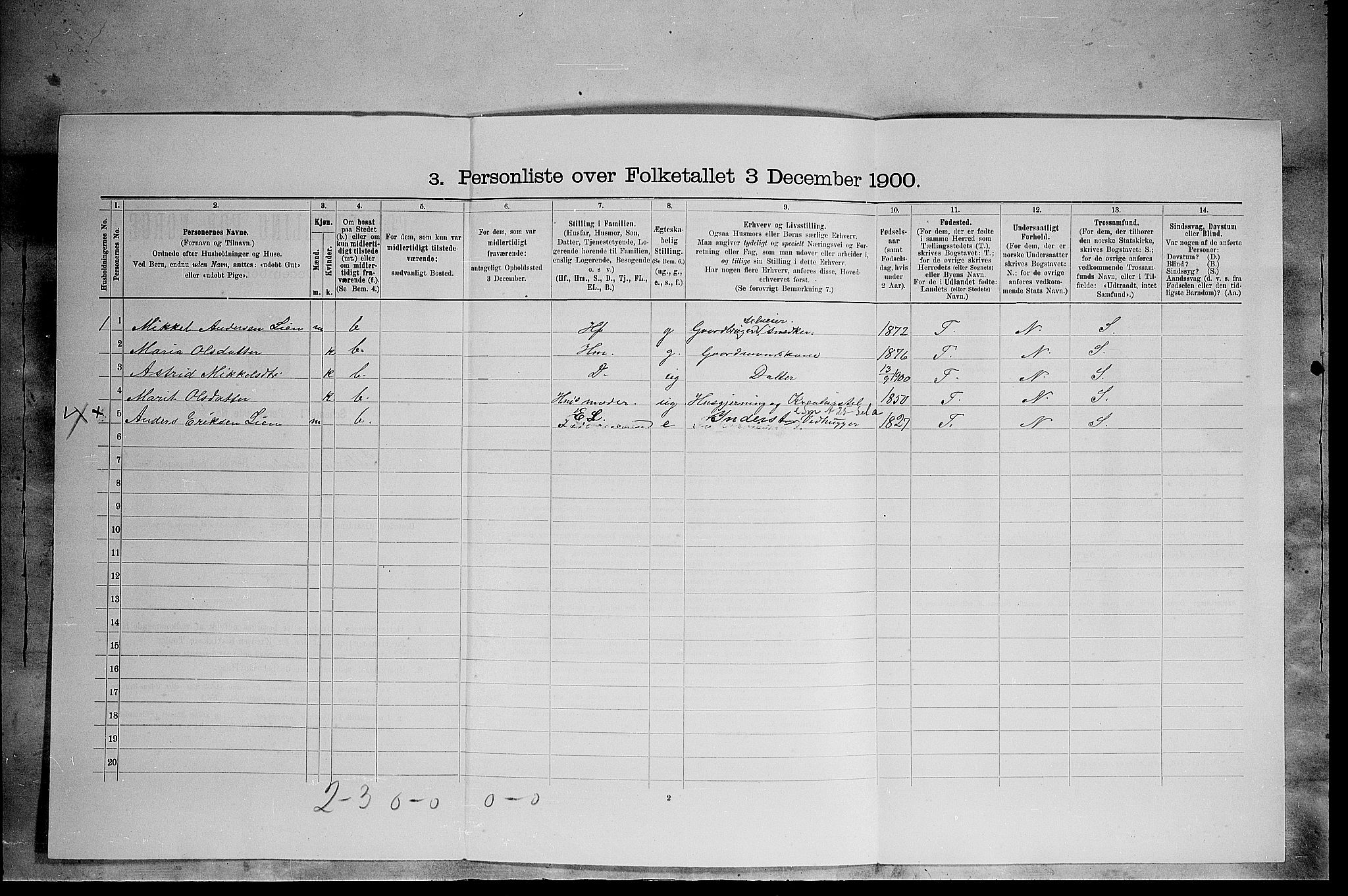 SAH, 1900 census for Lille Elvedalen, 1900, p. 933