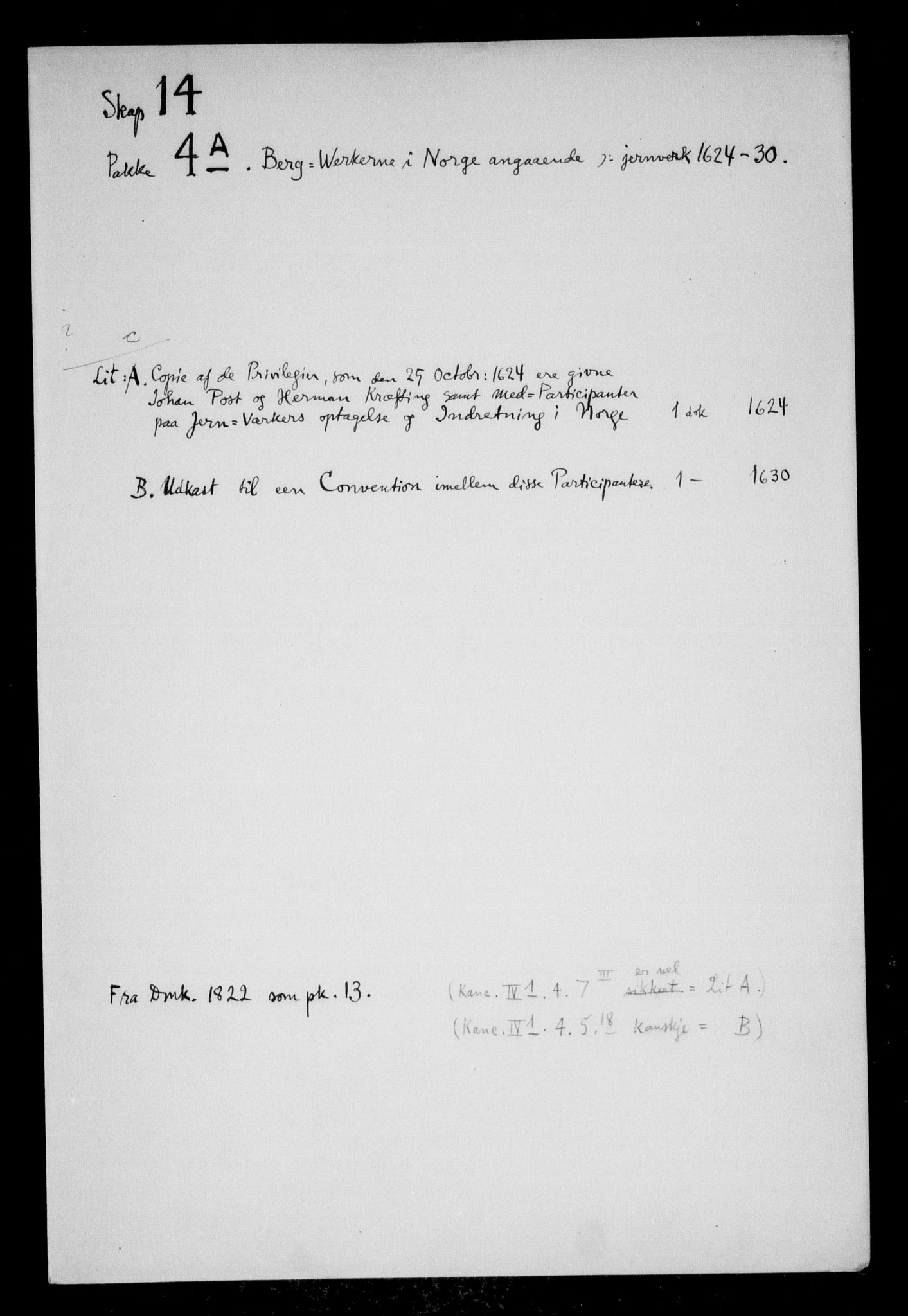 Danske Kanselli, Skapsaker, RA/EA-4061/F/L0053: Skap 14, pakke 1-4B, litra E, 1624-1723, p. 91