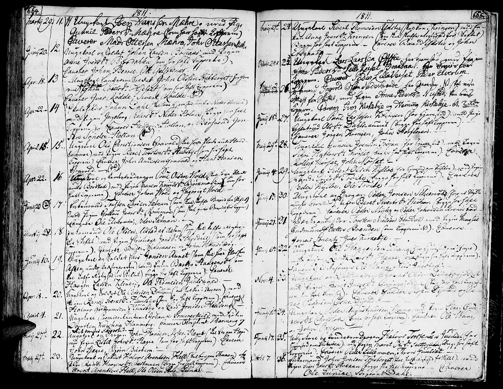 Ministerialprotokoller, klokkerbøker og fødselsregistre - Nord-Trøndelag, SAT/A-1458/709/L0060: Parish register (official) no. 709A07, 1797-1815, p. 664-665