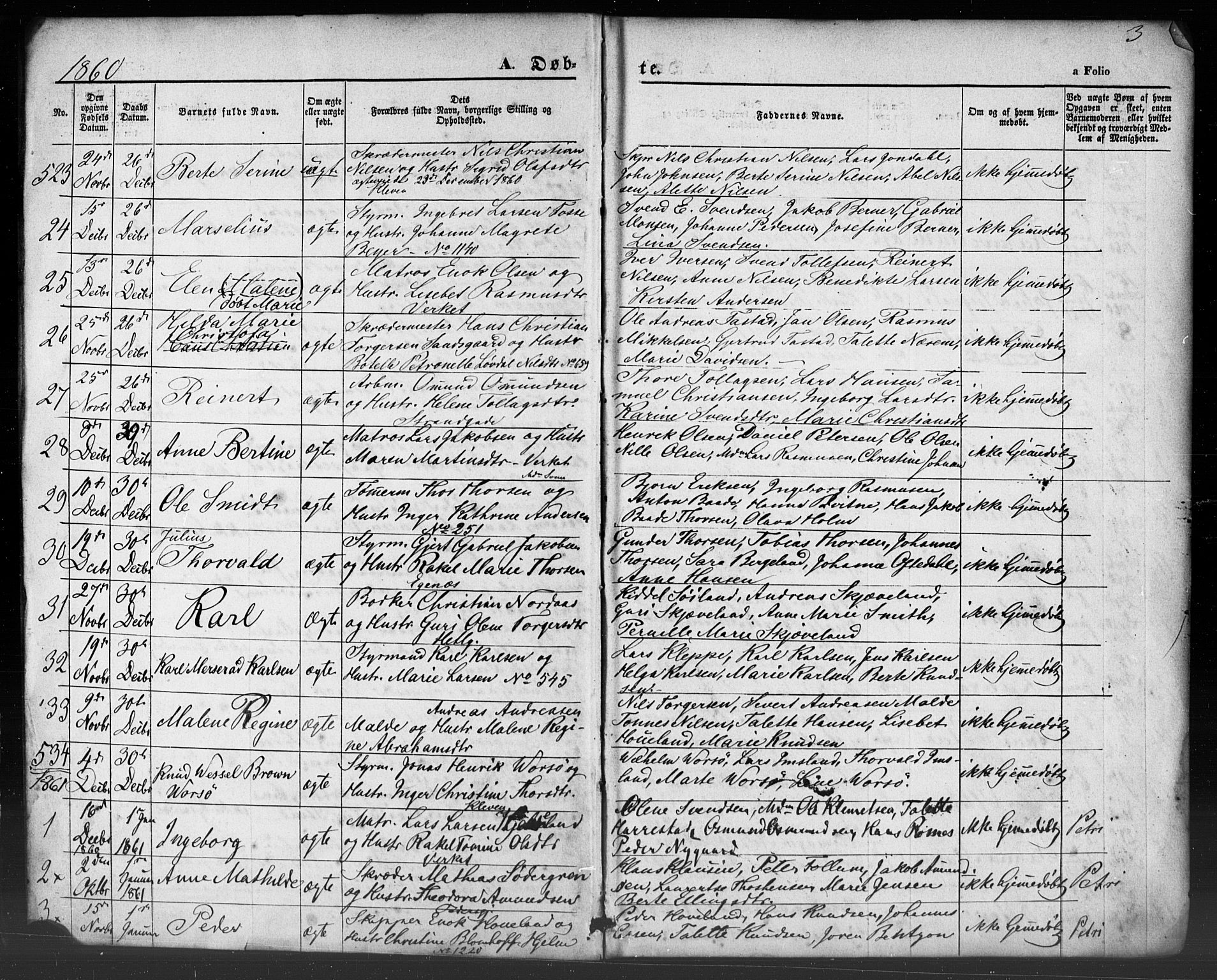 Domkirken sokneprestkontor, SAST/A-101812/001/30/30BB/L0012: Parish register (copy) no. B 12, 1860-1871, p. 3
