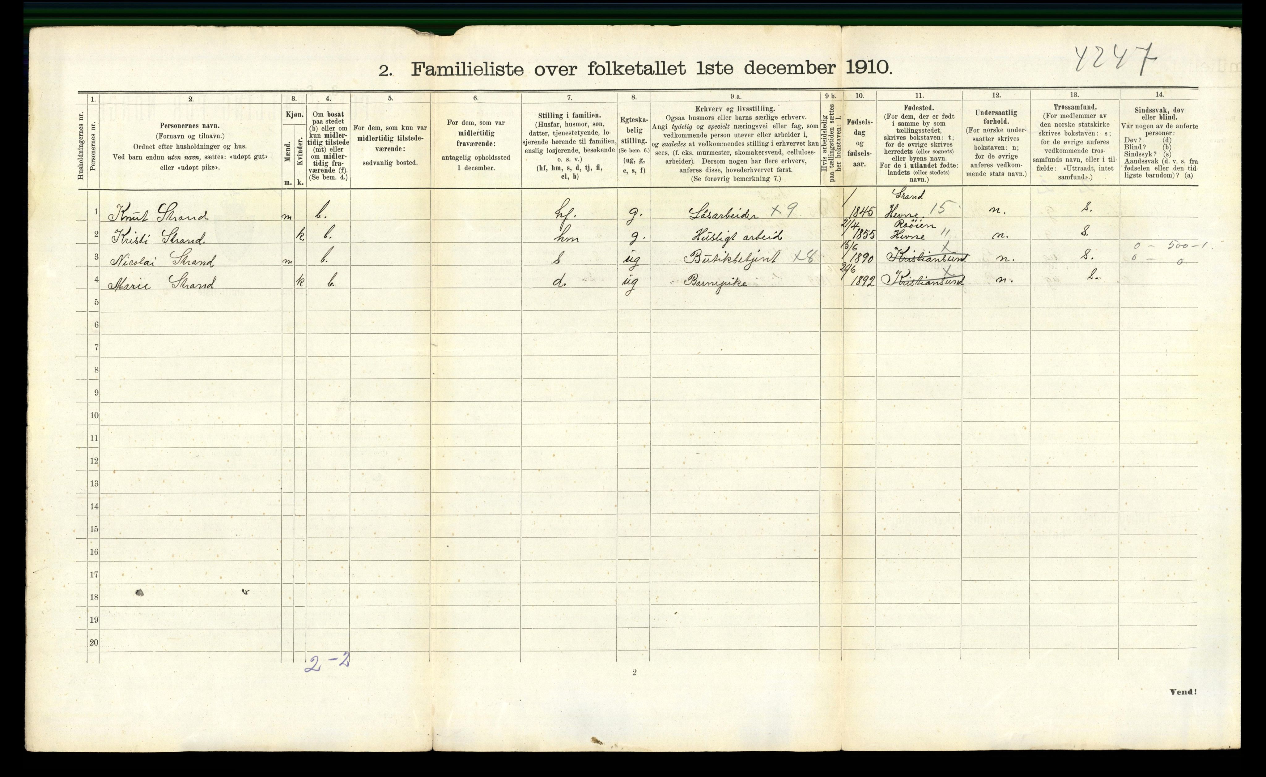 RA, 1910 census for Kristiansund, 1910, p. 4282