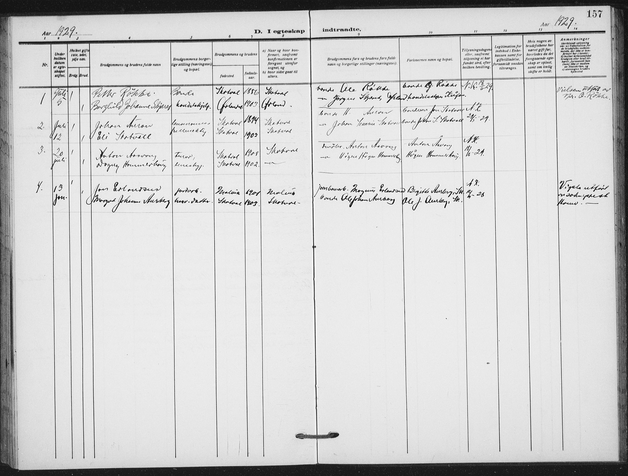 Ministerialprotokoller, klokkerbøker og fødselsregistre - Nord-Trøndelag, SAT/A-1458/712/L0102: Parish register (official) no. 712A03, 1916-1929, p. 157