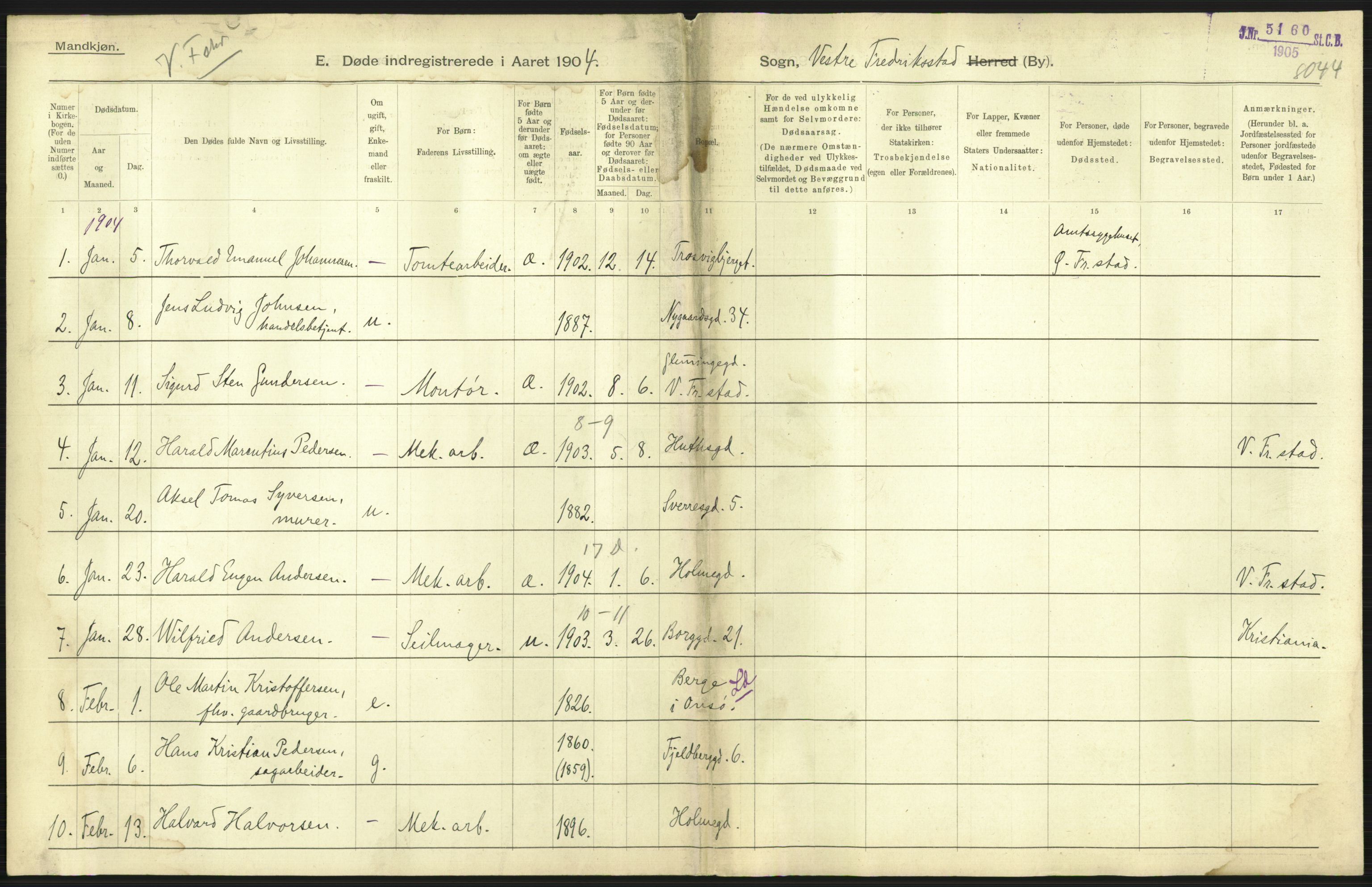 Statistisk sentralbyrå, Sosiodemografiske emner, Befolkning, AV/RA-S-2228/D/Df/Dfa/Dfab/L0001: Smålenenes amt: Fødte, gifte, døde, 1904, p. 718