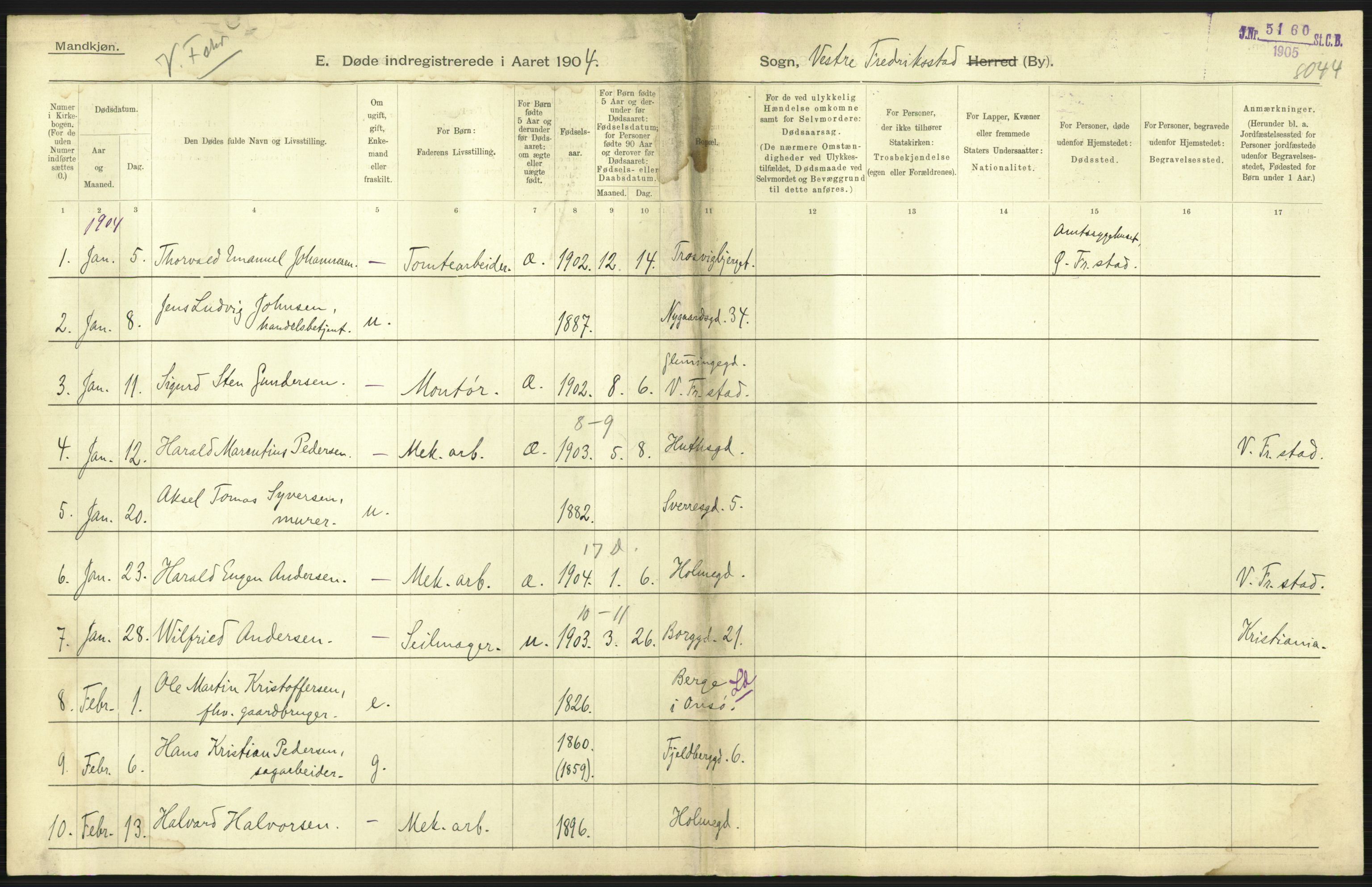 Statistisk sentralbyrå, Sosiodemografiske emner, Befolkning, RA/S-2228/D/Df/Dfa/Dfab/L0001: Smålenenes amt: Fødte, gifte, døde, 1904, p. 718