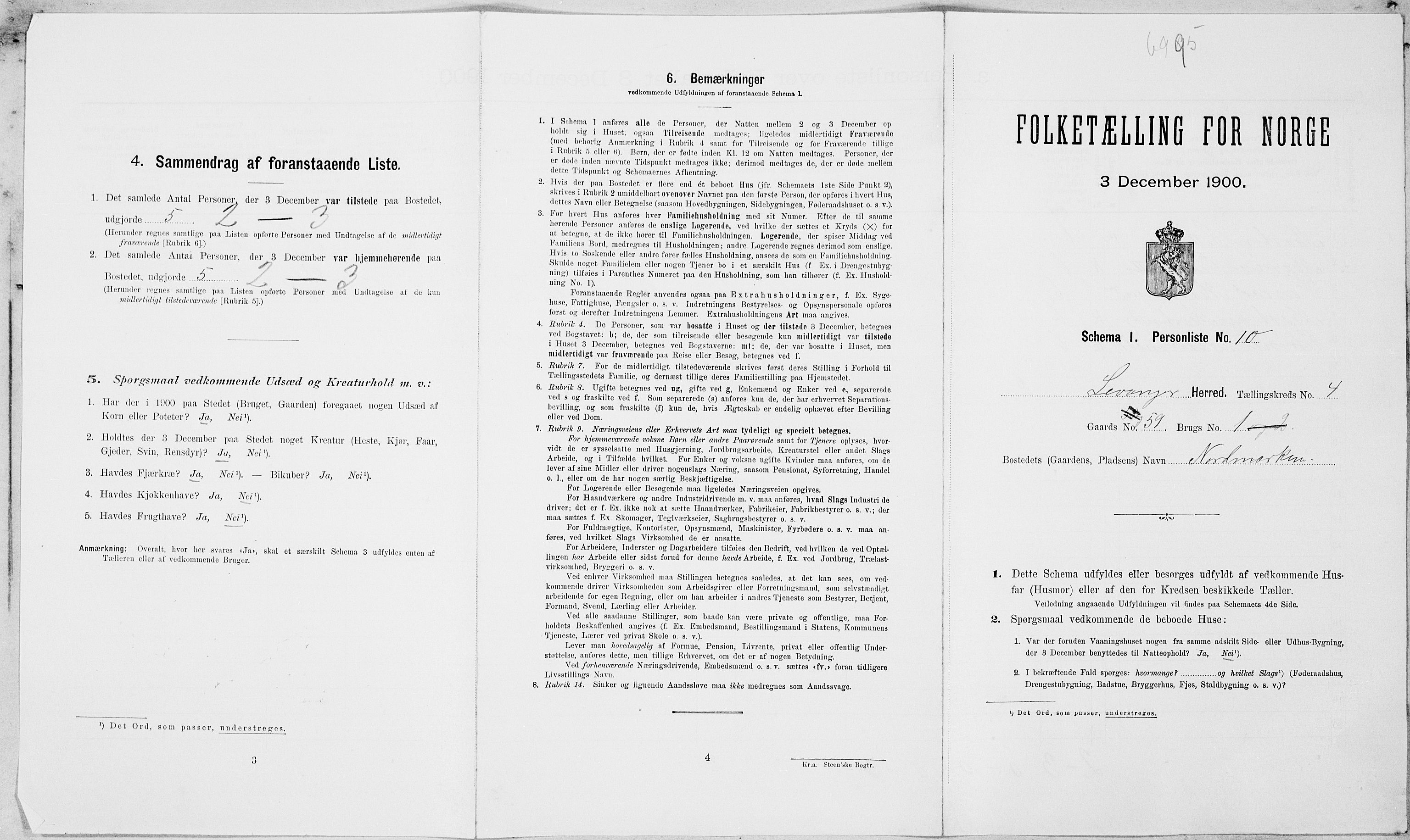 SAT, 1900 census for Levanger, 1900, p. 629