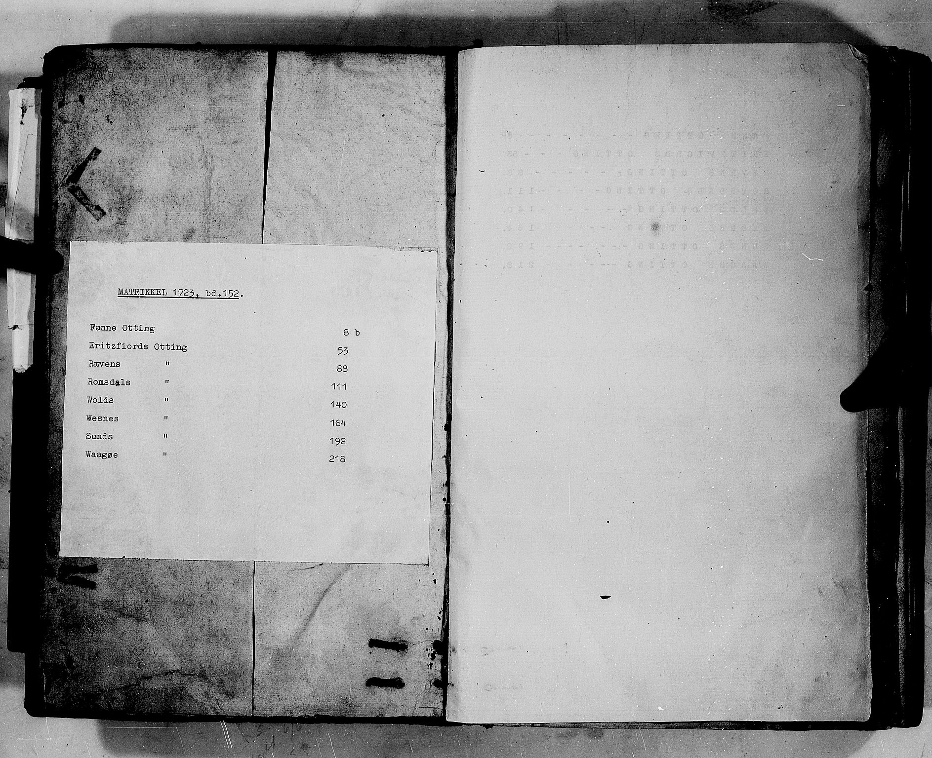 Rentekammeret inntil 1814, Realistisk ordnet avdeling, RA/EA-4070/N/Nb/Nbf/L0152: Romsdal eksaminasjonsprotokoll, 1724, p. 1