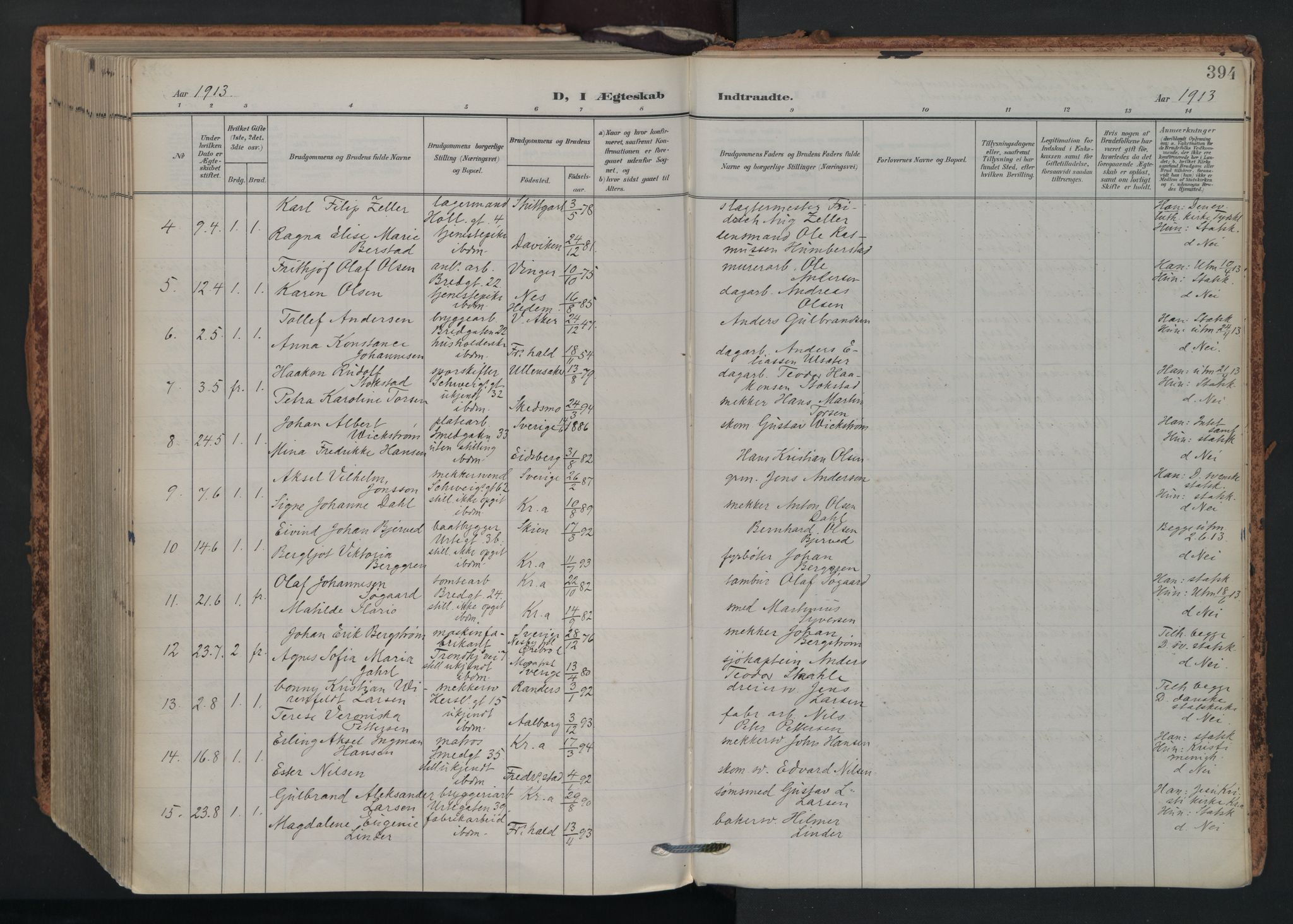 Grønland prestekontor Kirkebøker, SAO/A-10848/F/Fa/L0017: Parish register (official) no. 17, 1906-1934, p. 394