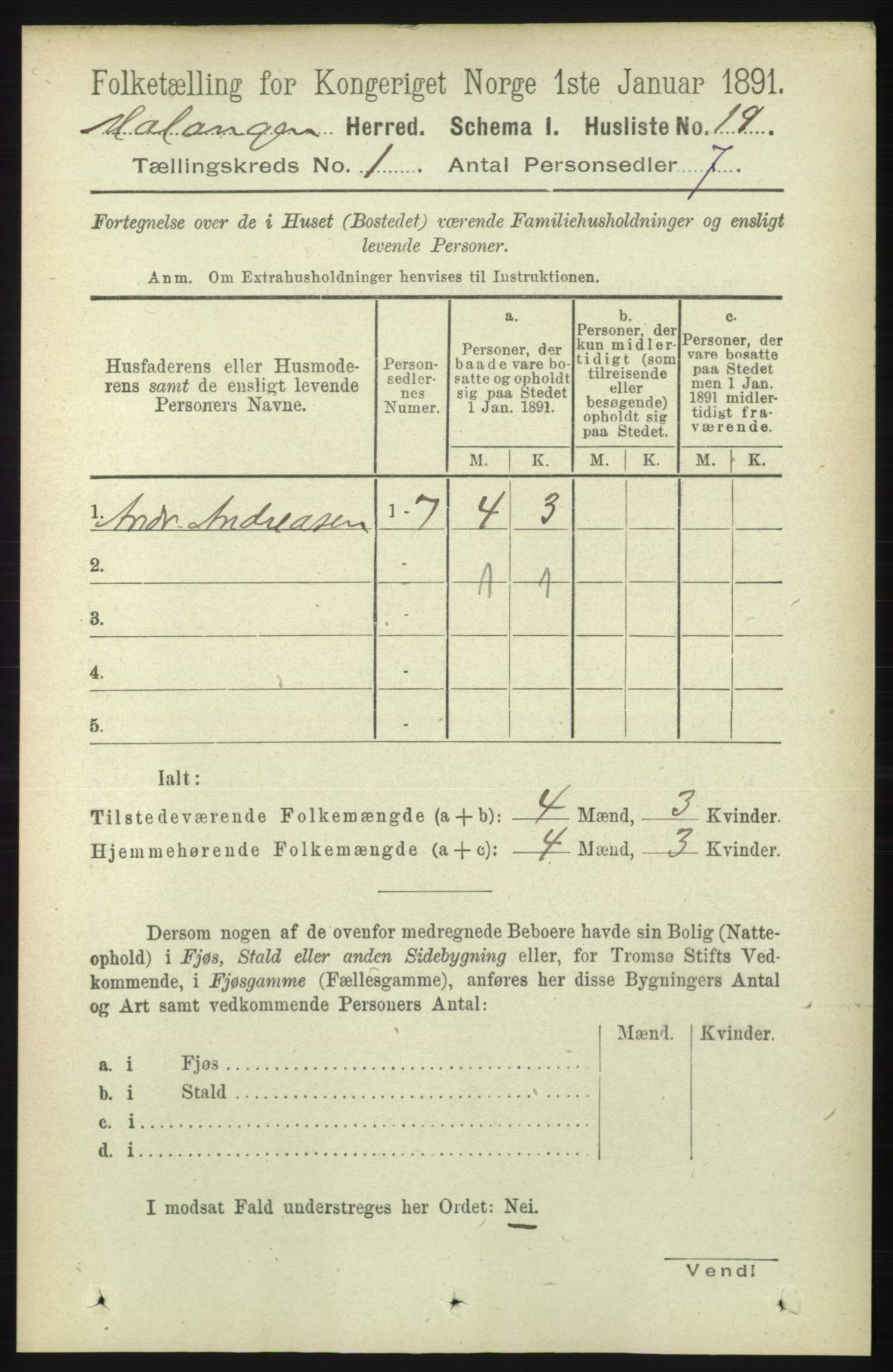 RA, 1891 census for 1932 Malangen, 1891, p. 34