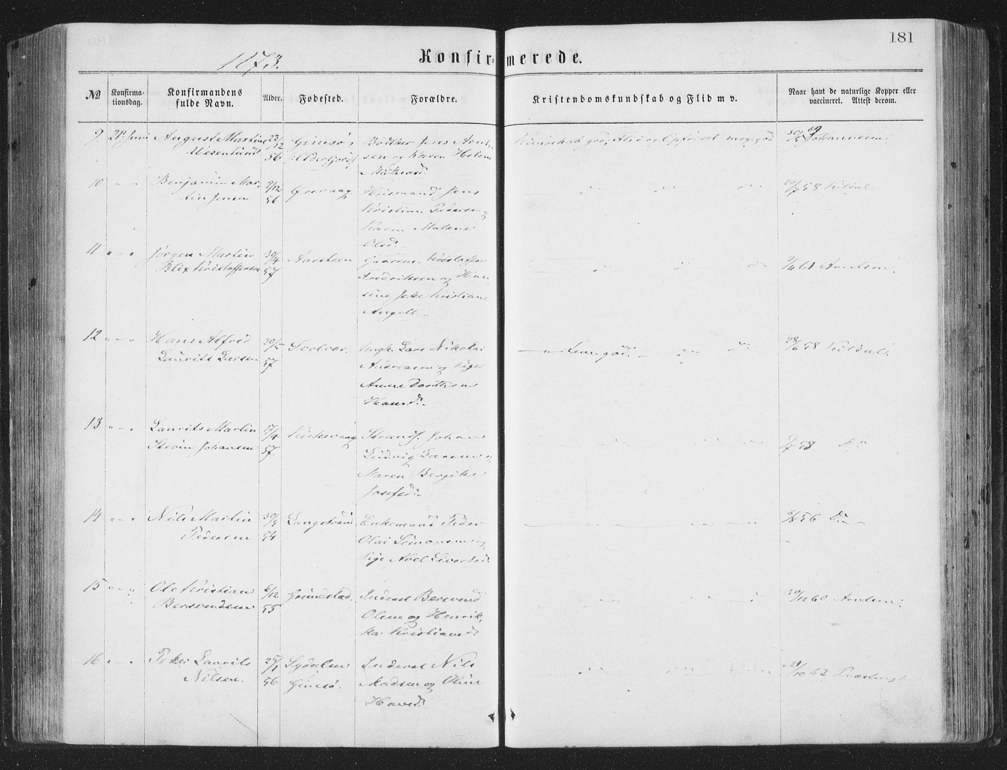 Ministerialprotokoller, klokkerbøker og fødselsregistre - Nordland, AV/SAT-A-1459/874/L1057: Parish register (official) no. 874A01, 1866-1877, p. 181