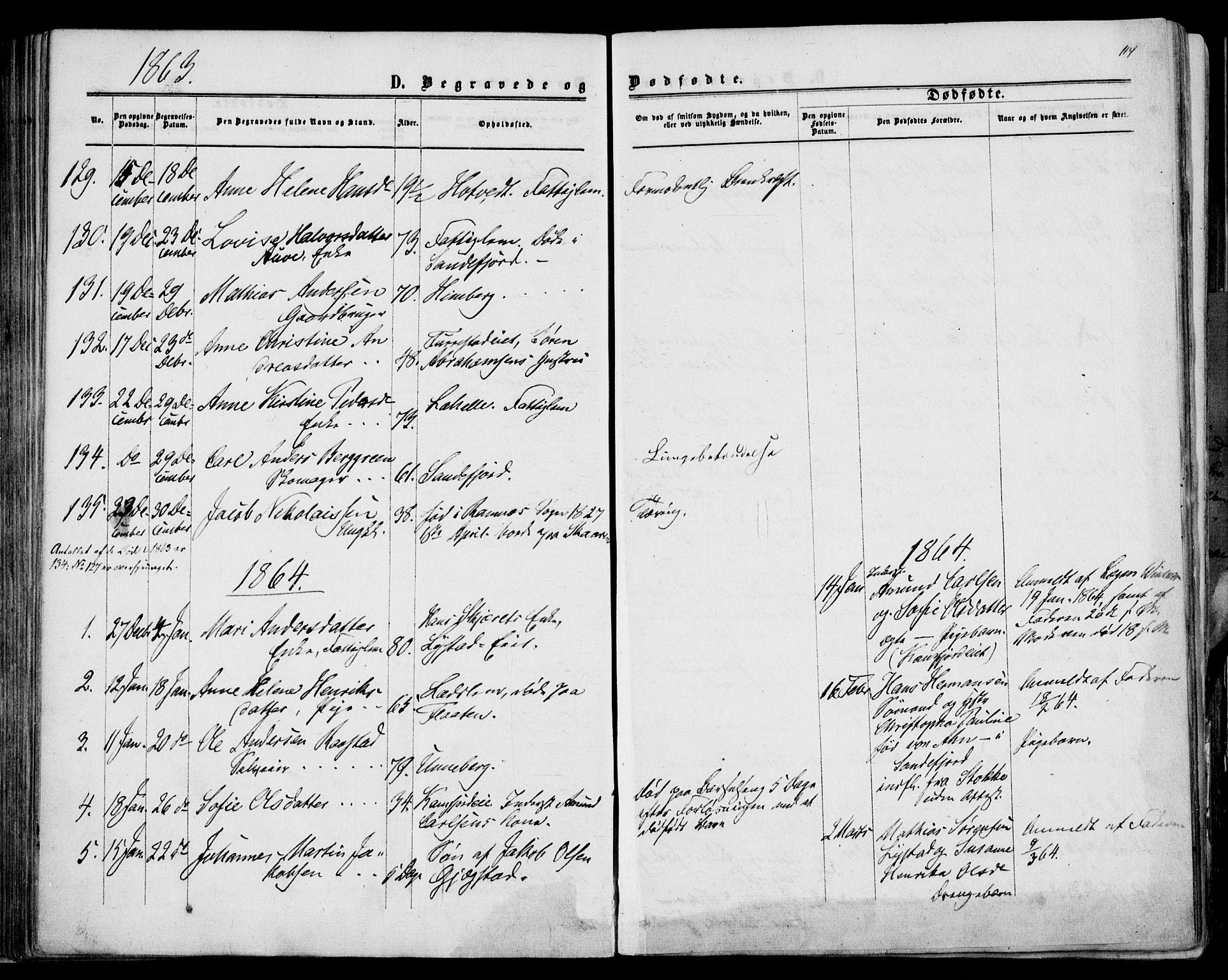 Sandar kirkebøker, SAKO/A-243/F/Fa/L0009: Parish register (official) no. 9, 1862-1871, p. 114