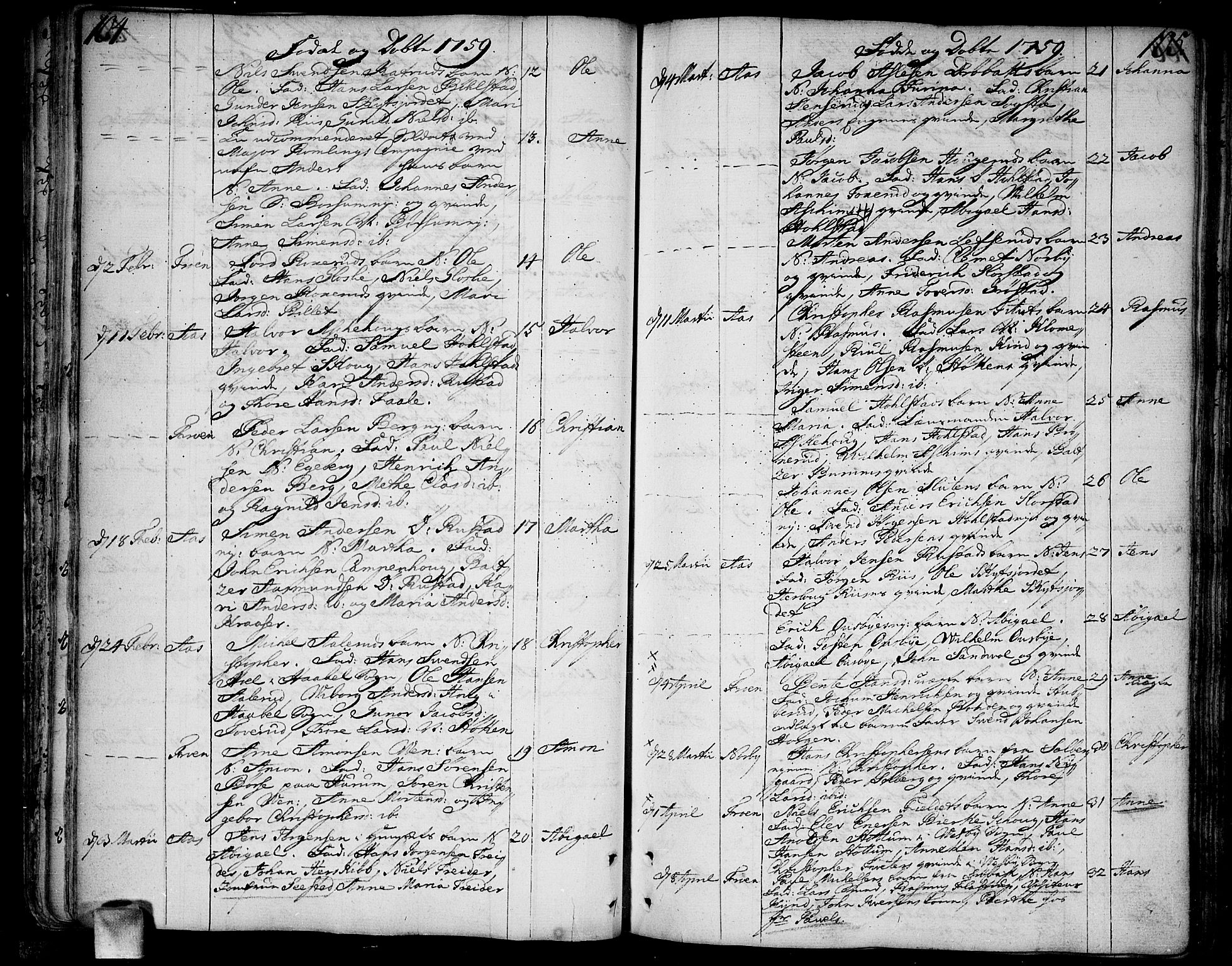 Ås prestekontor Kirkebøker, SAO/A-10894/F/Fa/L0001: Parish register (official) no. I 1, 1742-1778, p. 104-105