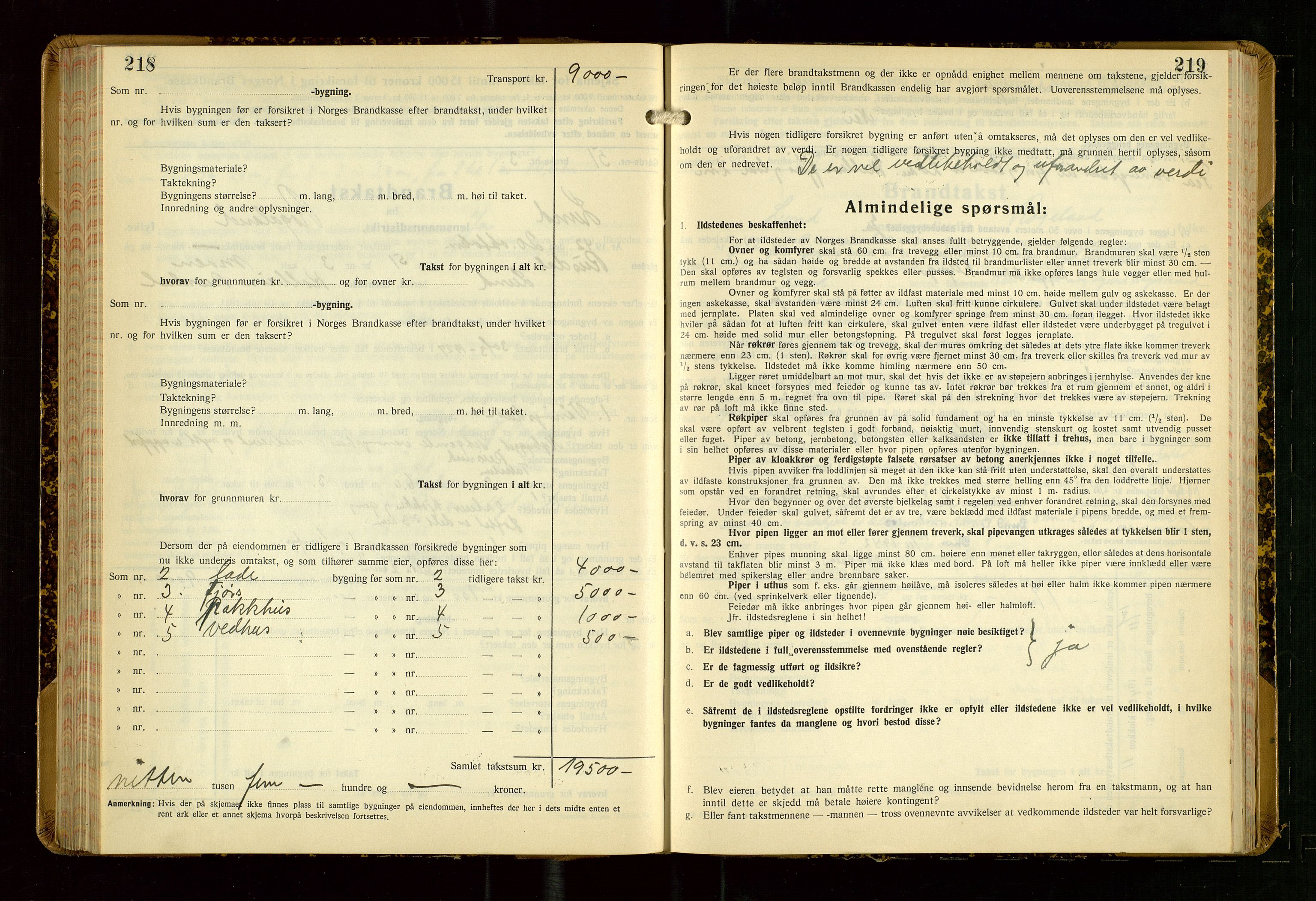 Lund lensmannskontor, AV/SAST-A-100303/Gob/L0006: "Brandtakstprotokoll", 1938-1951, p. 218-219