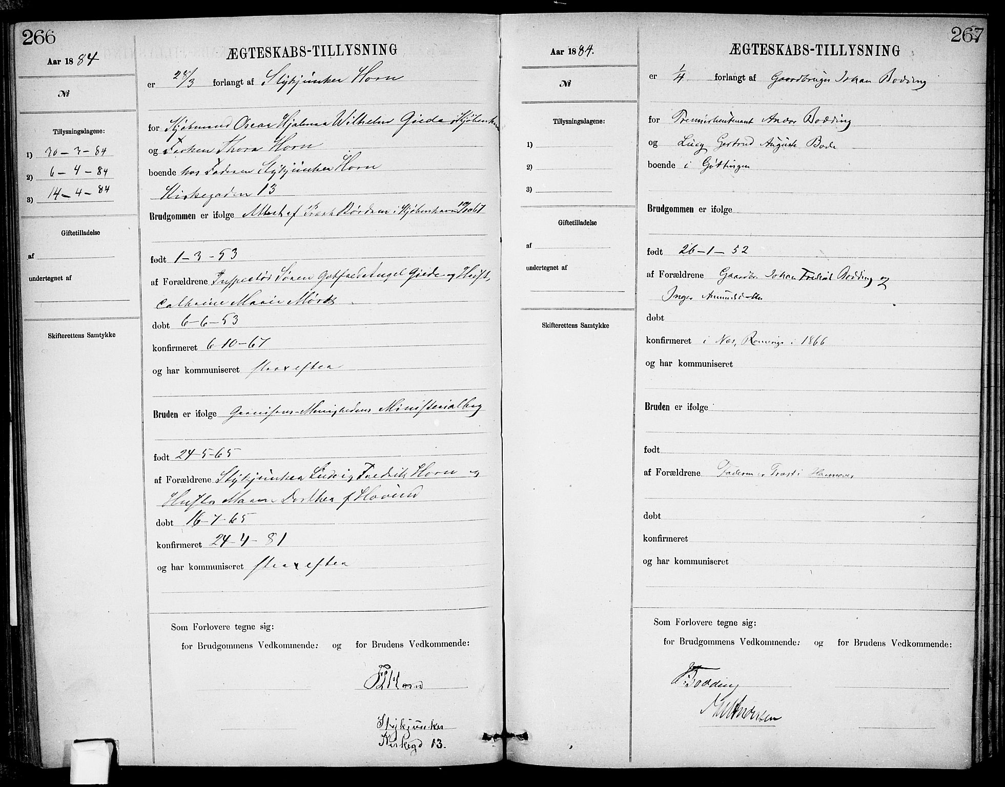 Garnisonsmenigheten Kirkebøker, AV/SAO-A-10846/H/Ha/L0007: Banns register no. I 7, 1872-1893, p. 266-267