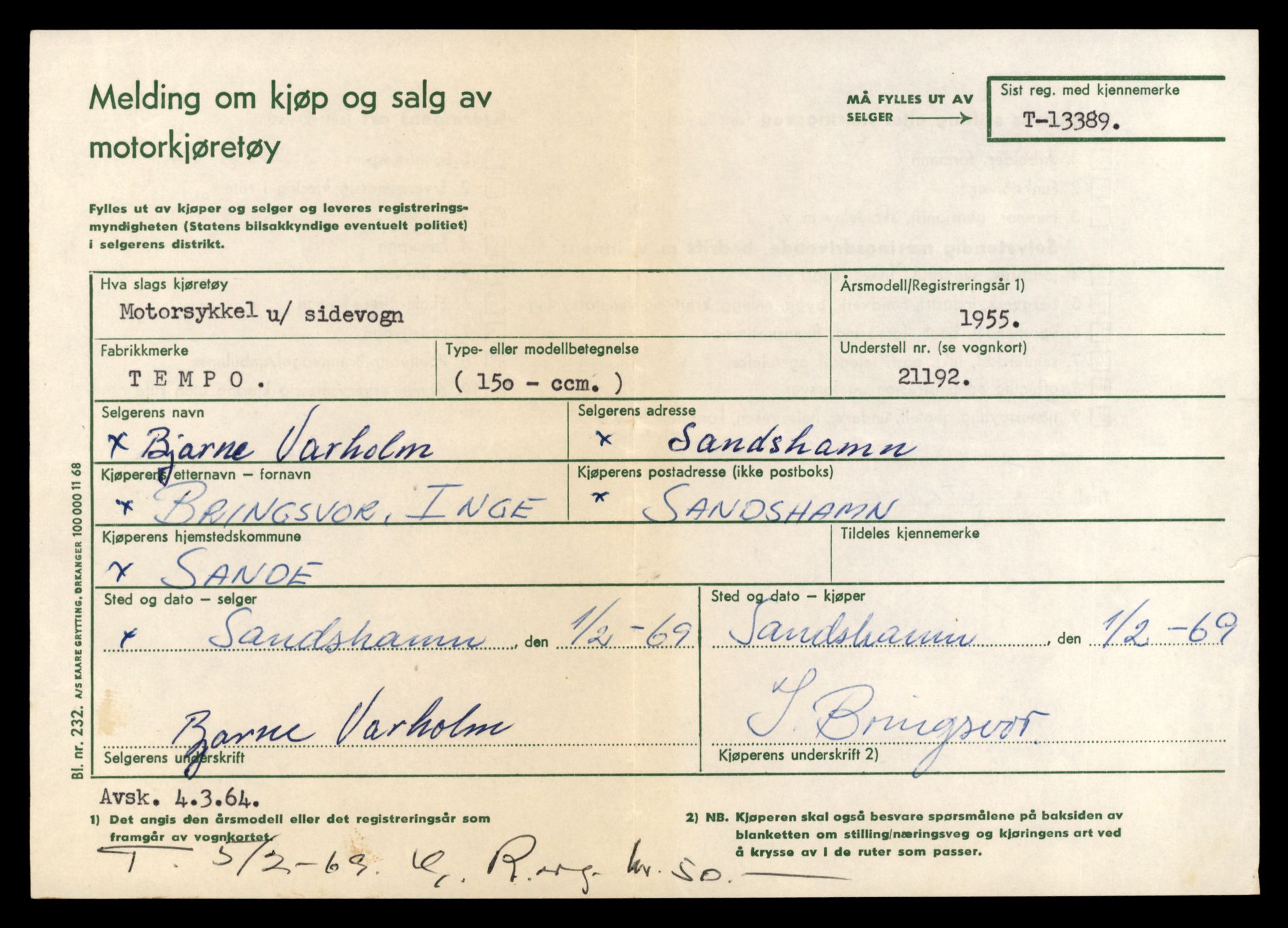 Møre og Romsdal vegkontor - Ålesund trafikkstasjon, AV/SAT-A-4099/F/Fe/L0039: Registreringskort for kjøretøy T 13361 - T 13530, 1927-1998, p. 459