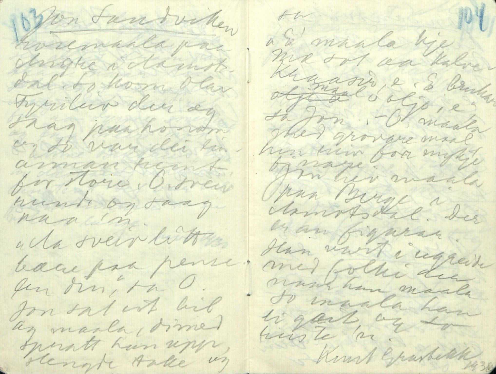 Rikard Berge, TEMU/TGM-A-1003/F/L0017/0016: 551-599 / 566 Notisbokblad og brev til Rikard Berge, 1910-1950, p. 103-104