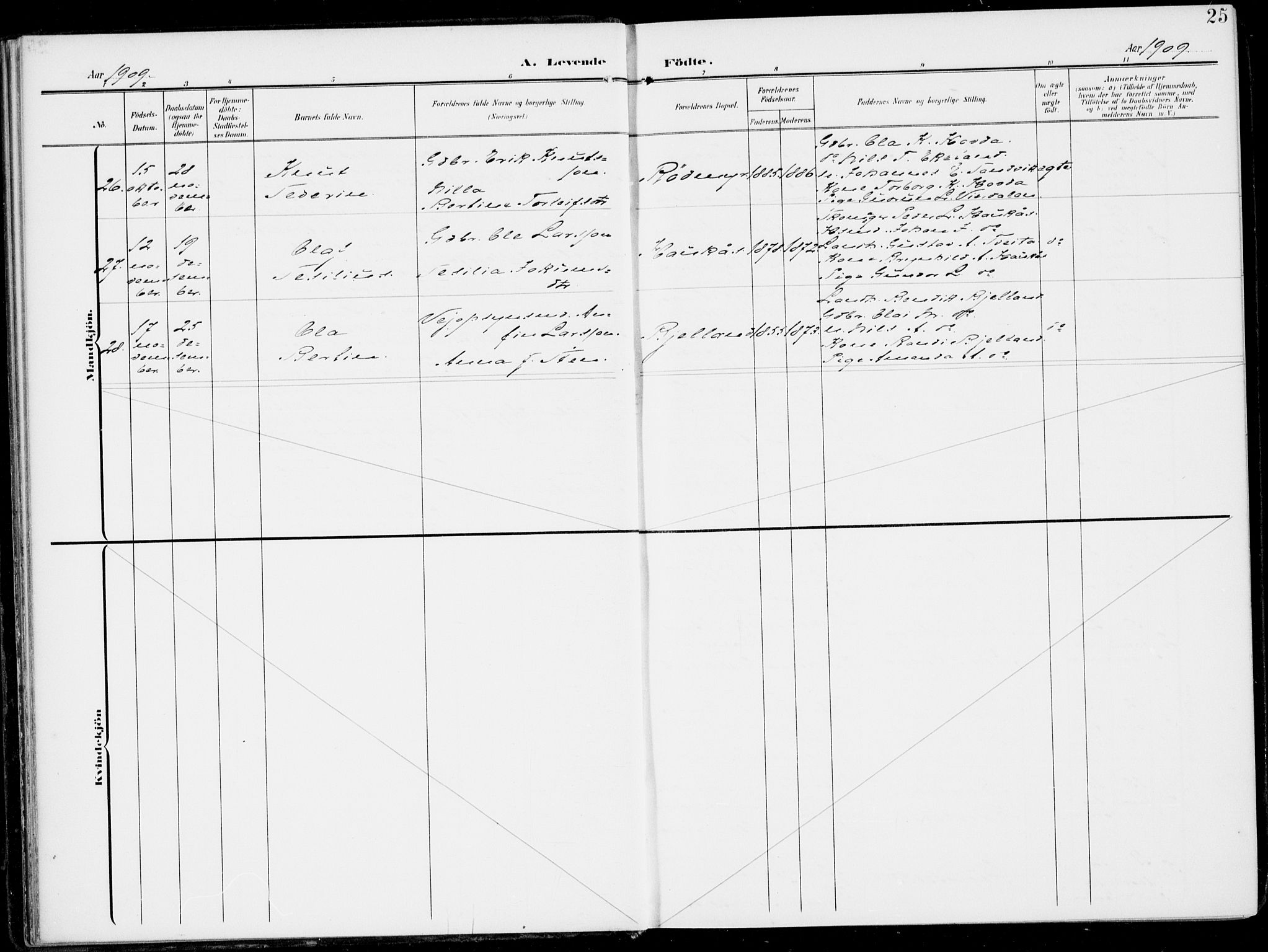 Sveio Sokneprestembete, SAB/A-78501/H/Haa: Parish register (official) no. B  4, 1906-1919, p. 25