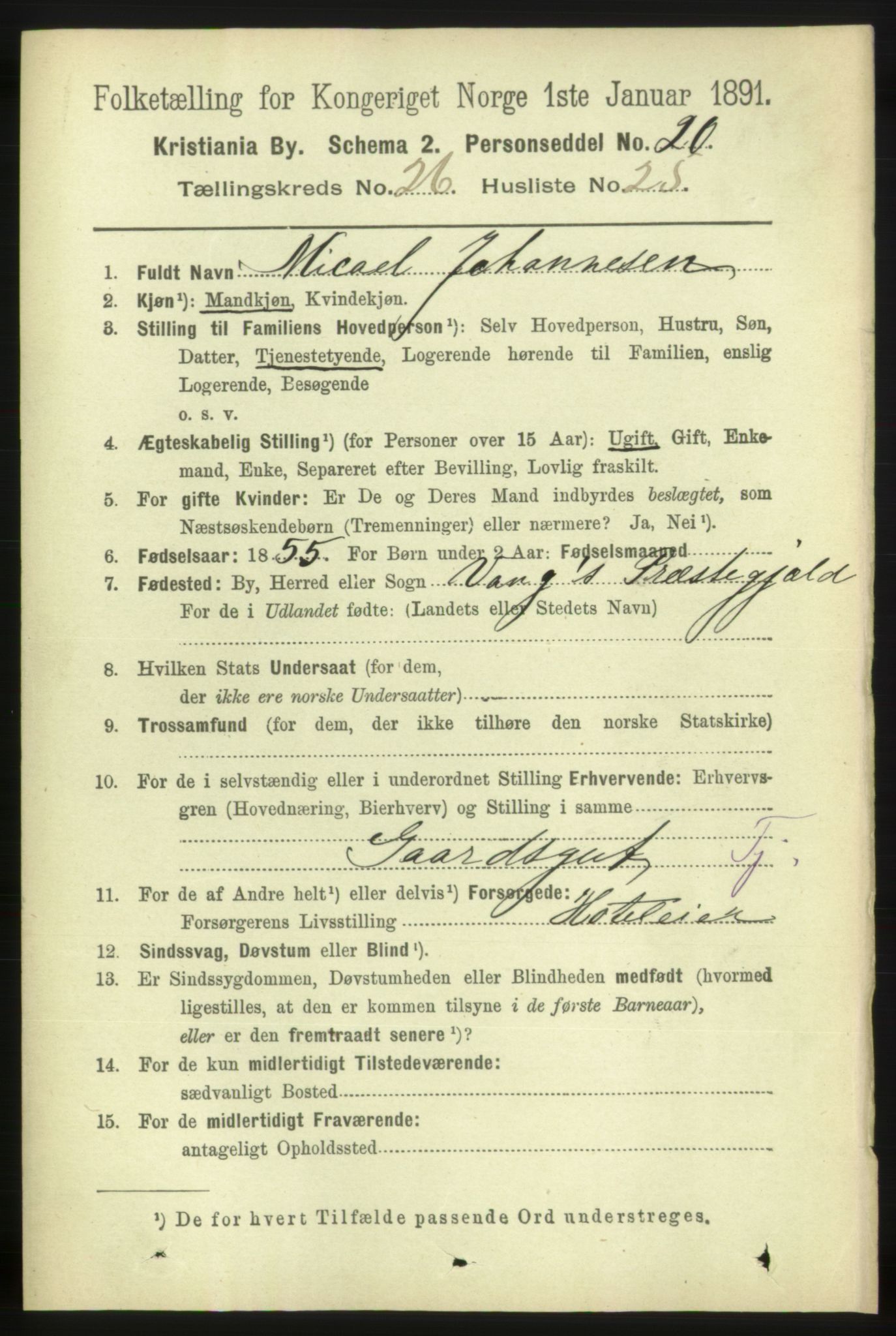 RA, 1891 census for 0301 Kristiania, 1891, p. 13633