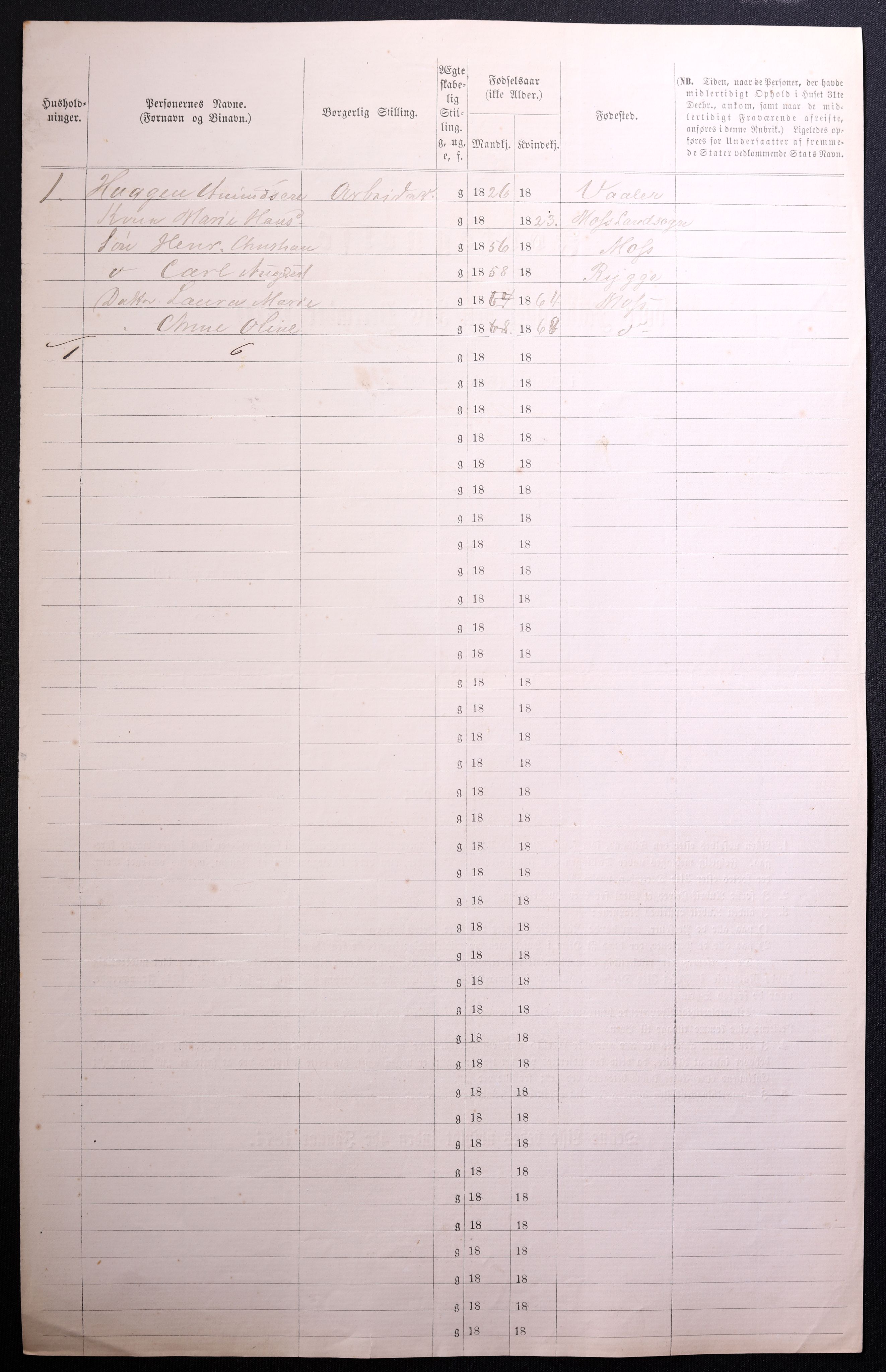 RA, 1870 census for 0104 Moss, 1870, p. 370