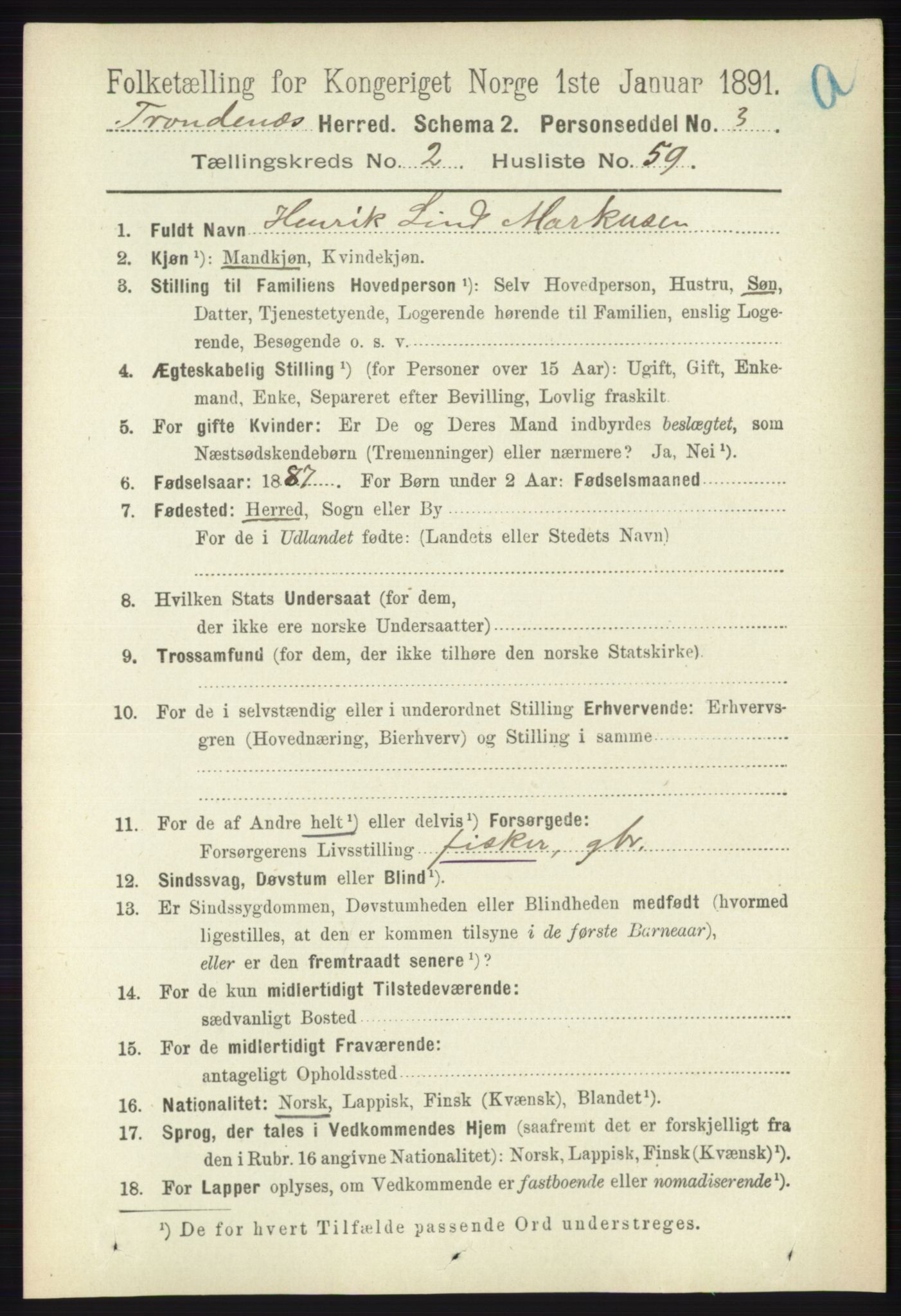 RA, 1891 census for 1914 Trondenes, 1891, p. 1027