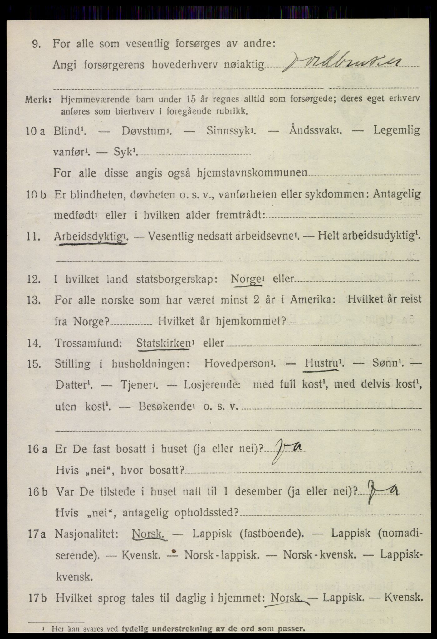 SAT, 1920 census for Snåsa, 1920, p. 2307